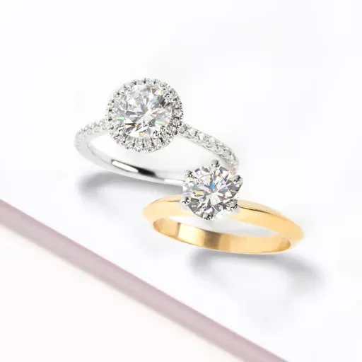 white and yellow gold engagement rings