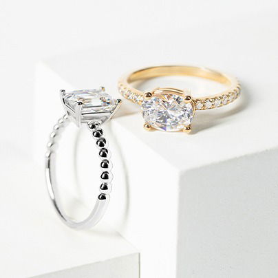 white and yellow gold rings
