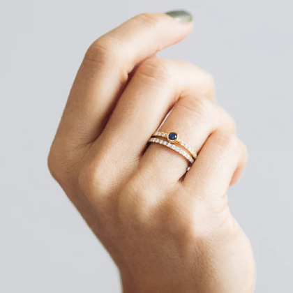 wedding bands on a hand