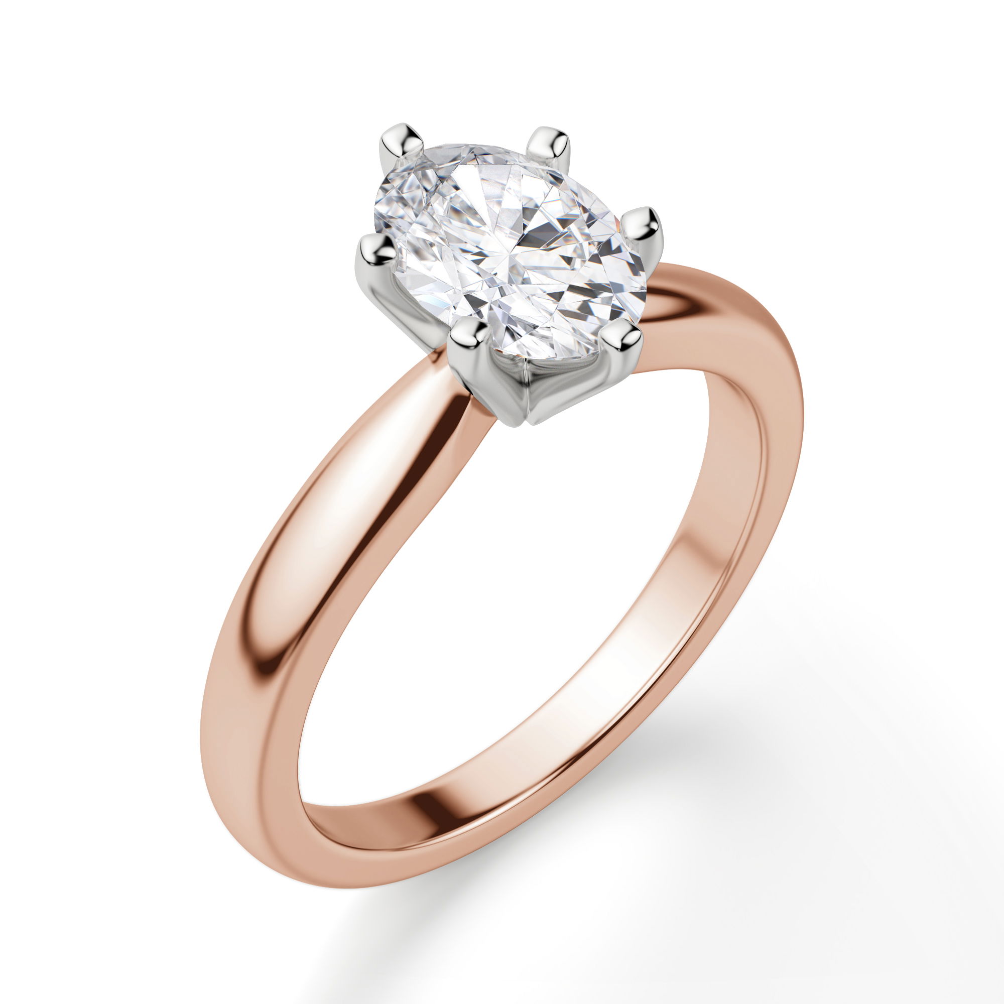 Tapered Classic 6 Prong Solitaire Oval Cut Engagement Ring