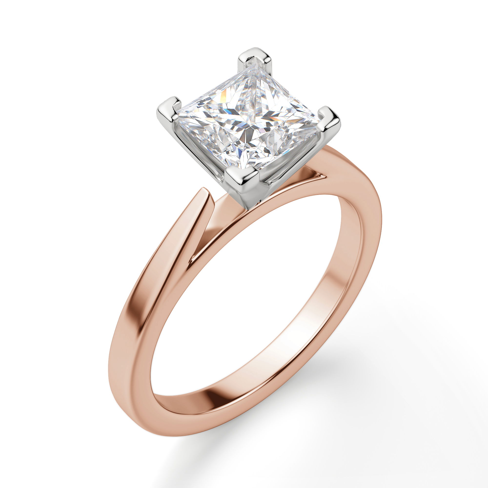 Cathedral Princess Cut Engagement Ring