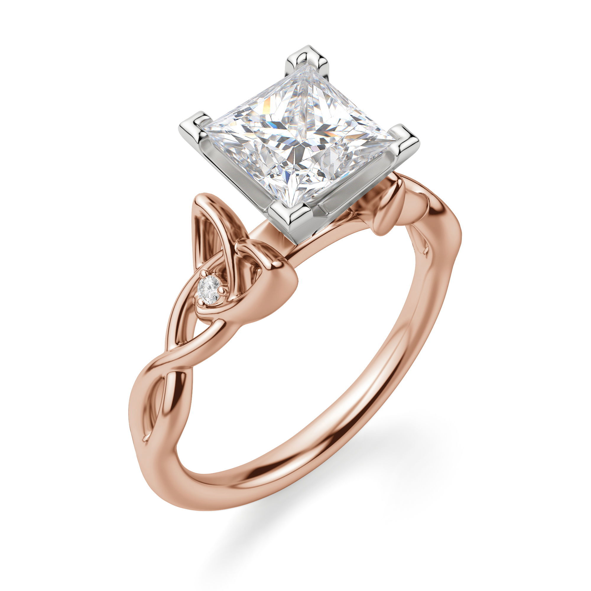 Celtic Knot Princess Cut Engagement Ring