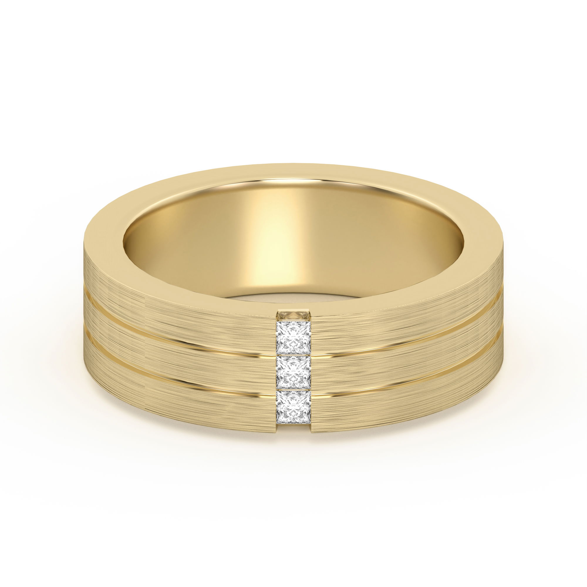 Princess Vertical Channel Wedding Band