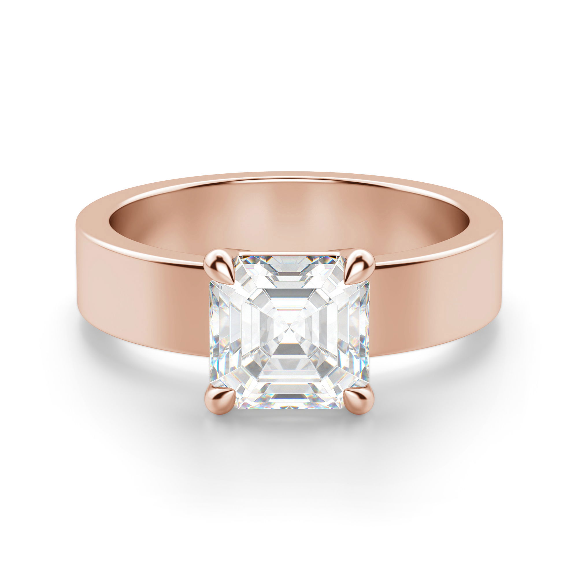 Basket Set Bold Asscher Cut Engagement Ring
