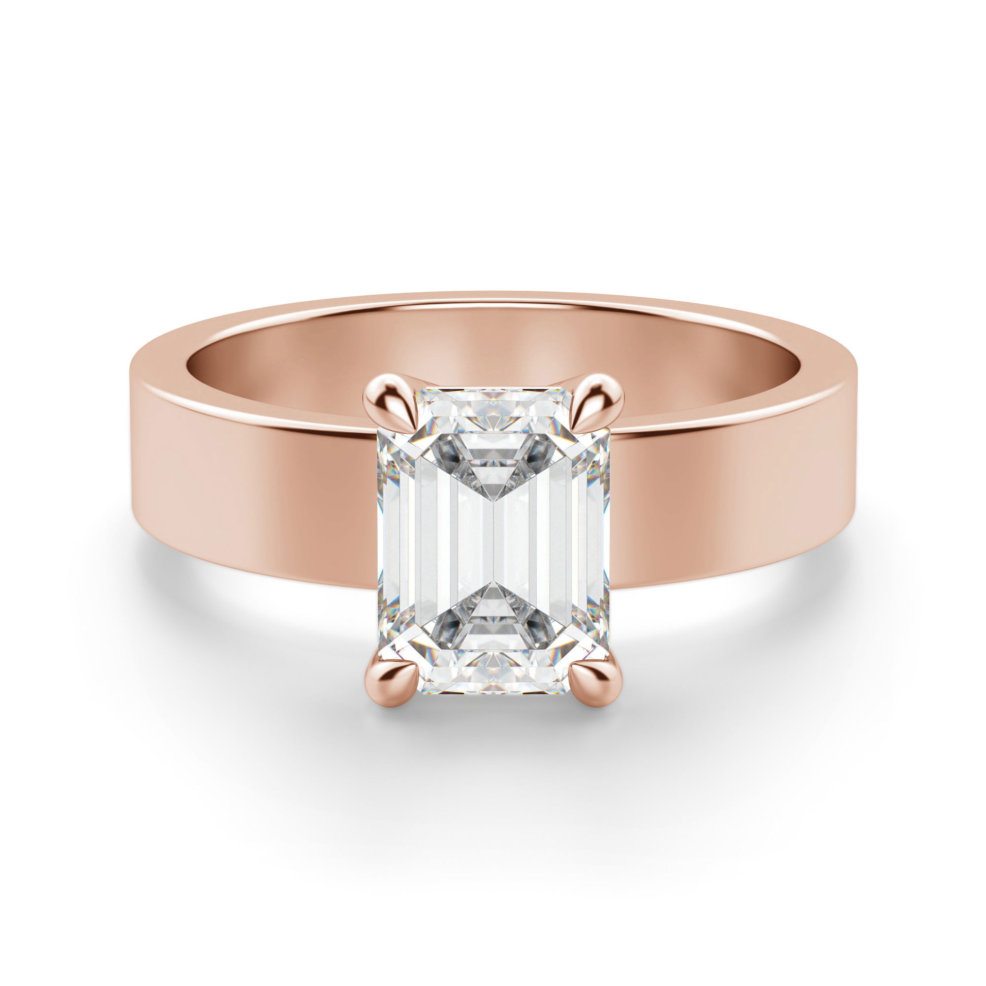 Basket Set Bold Emerald Cut Engagement Ring