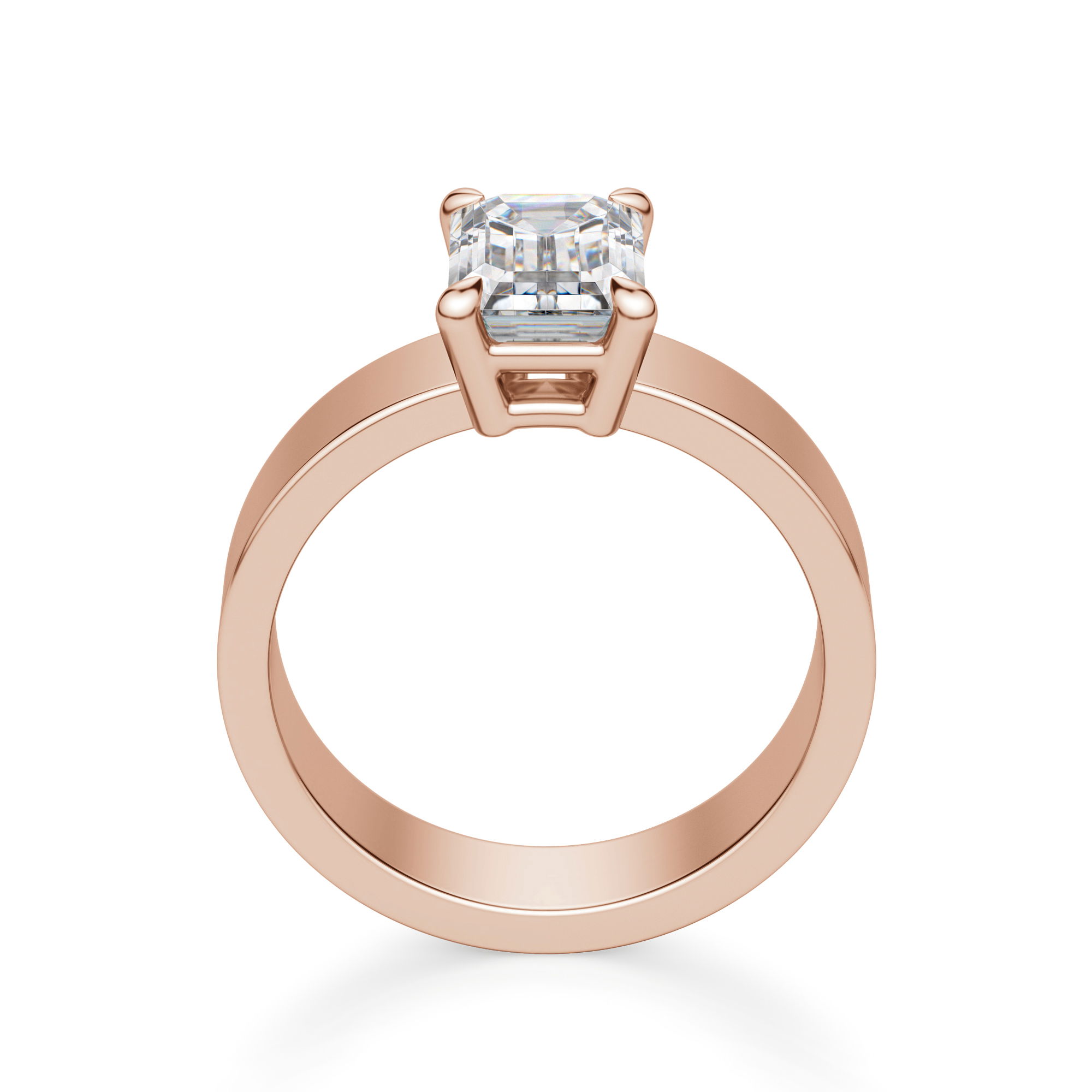 Basket Set Bold Emerald Cut Engagement Ring