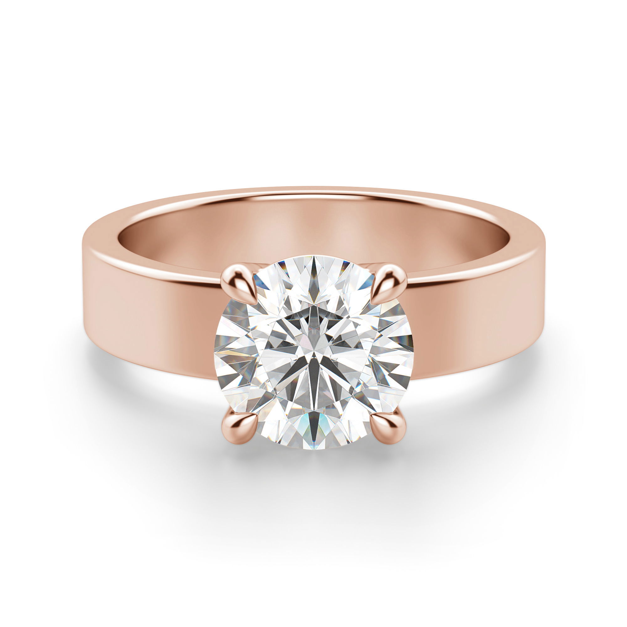 Basket Set Bold Round Cut Engagement Ring