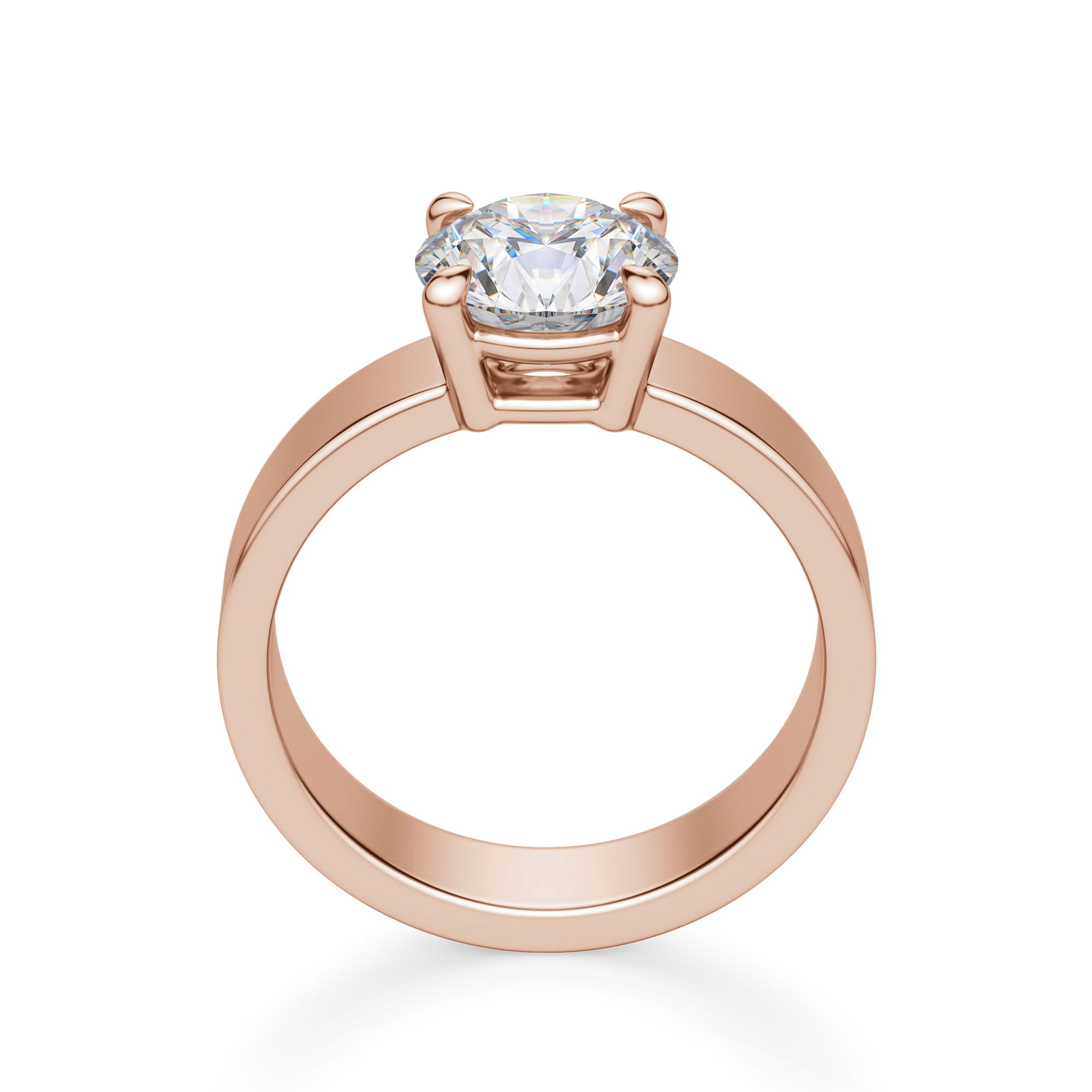 Basket Set Bold Round Cut Engagement Ring