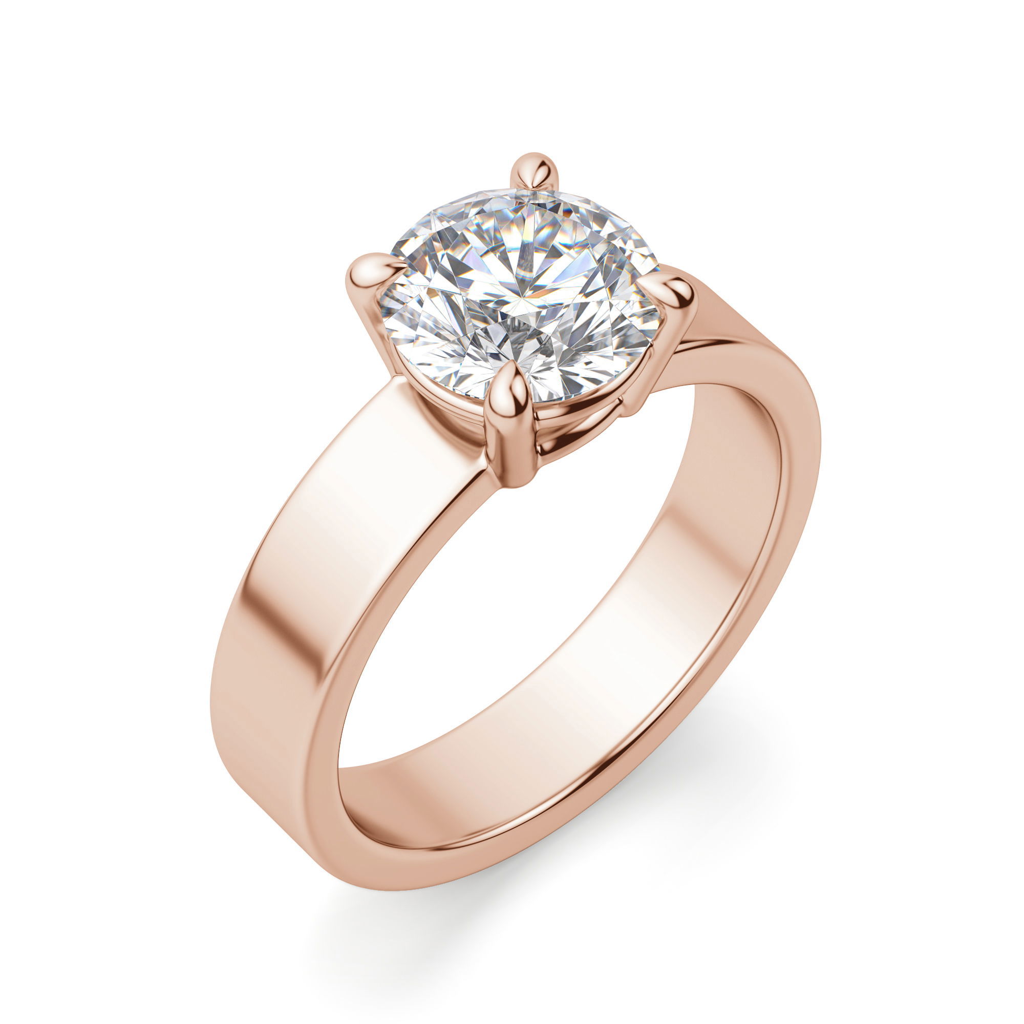 Basket Set Bold Round Cut Engagement Ring