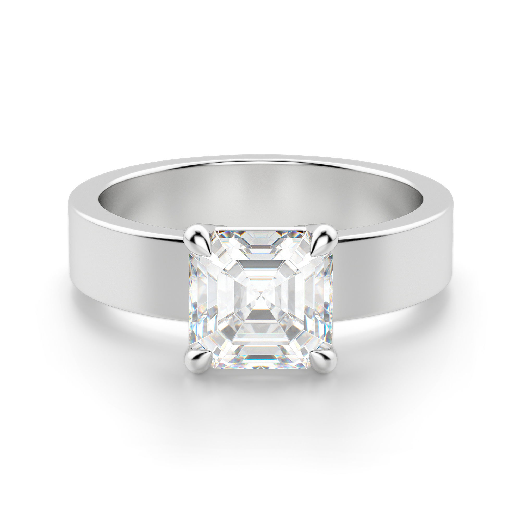 Basket Set Bold Asscher Cut Engagement Ring