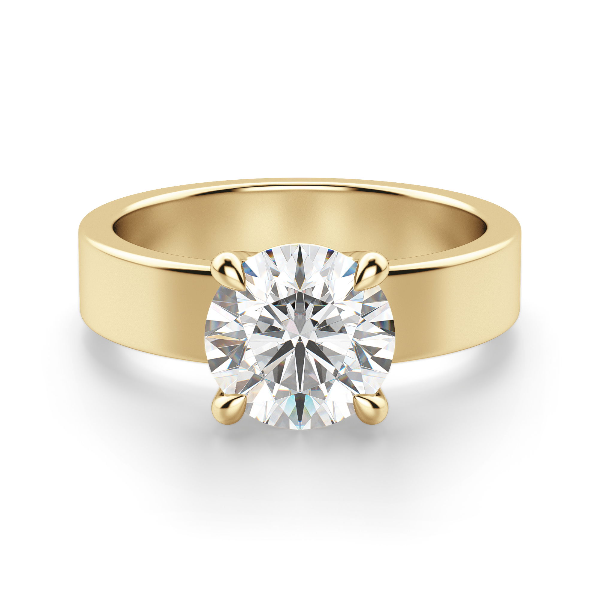Basket Set Bold Round Cut Engagement Ring