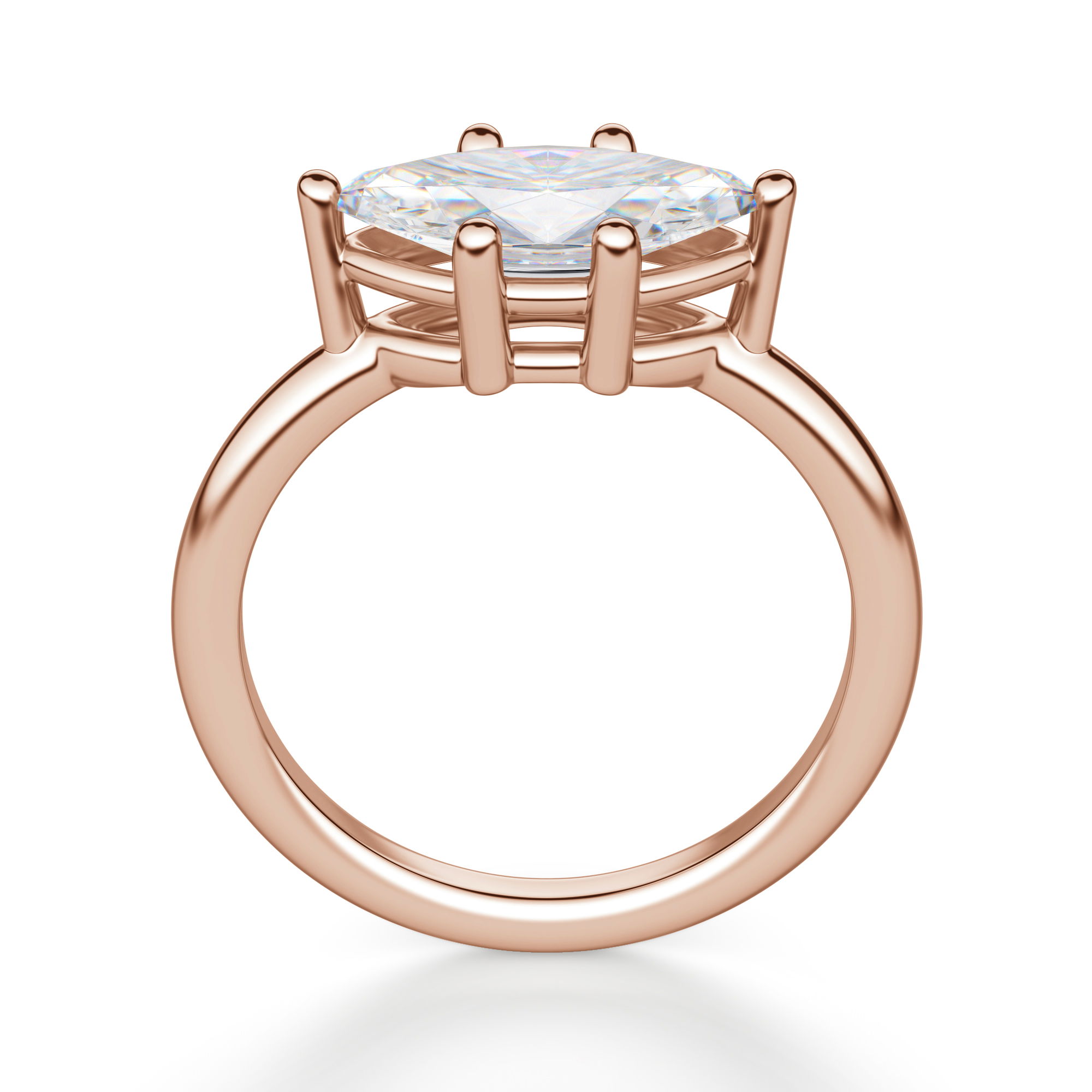 East West Classic Basket Marquise Cut Engagement Ring