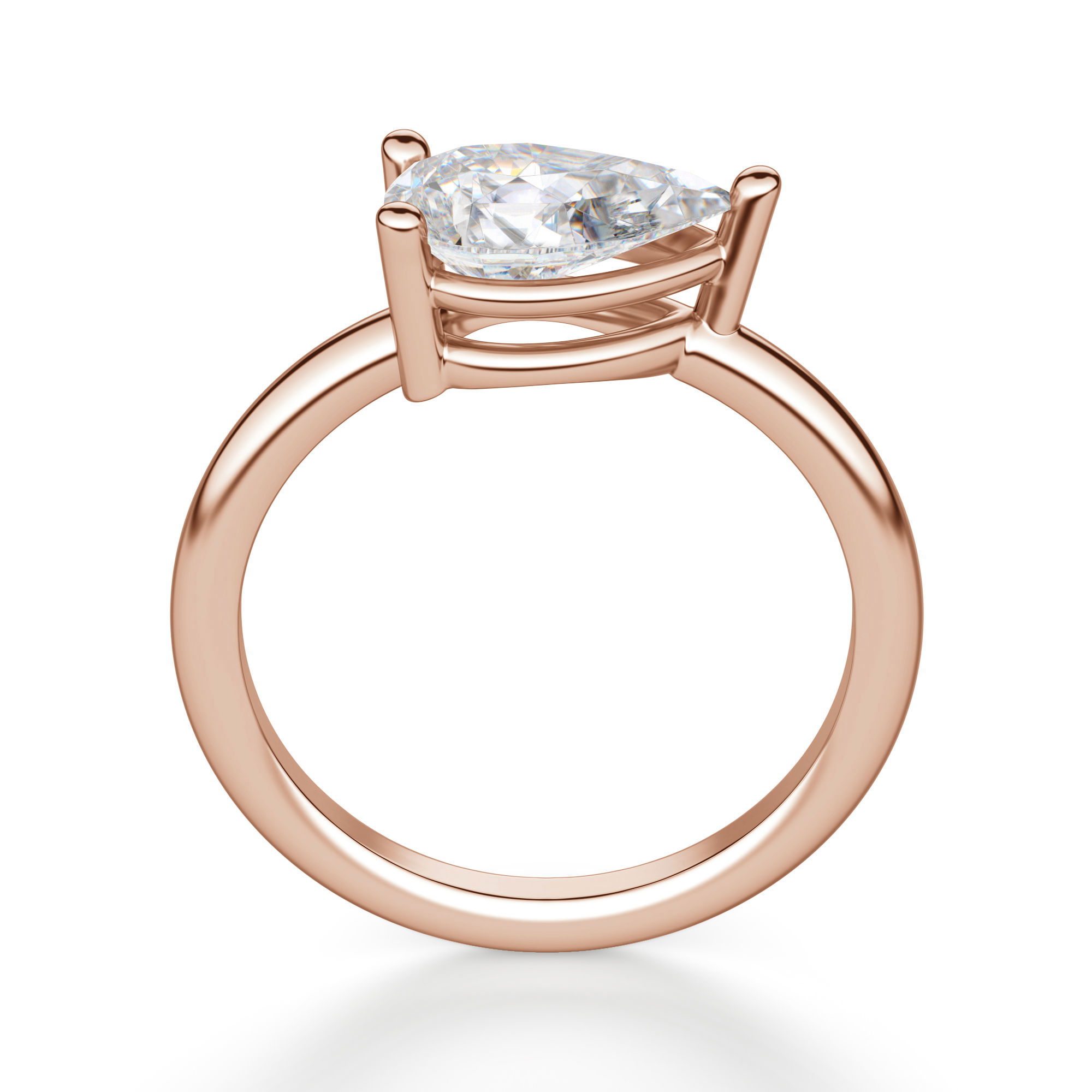 East West Classic Basket Pear Cut Engagement Ring