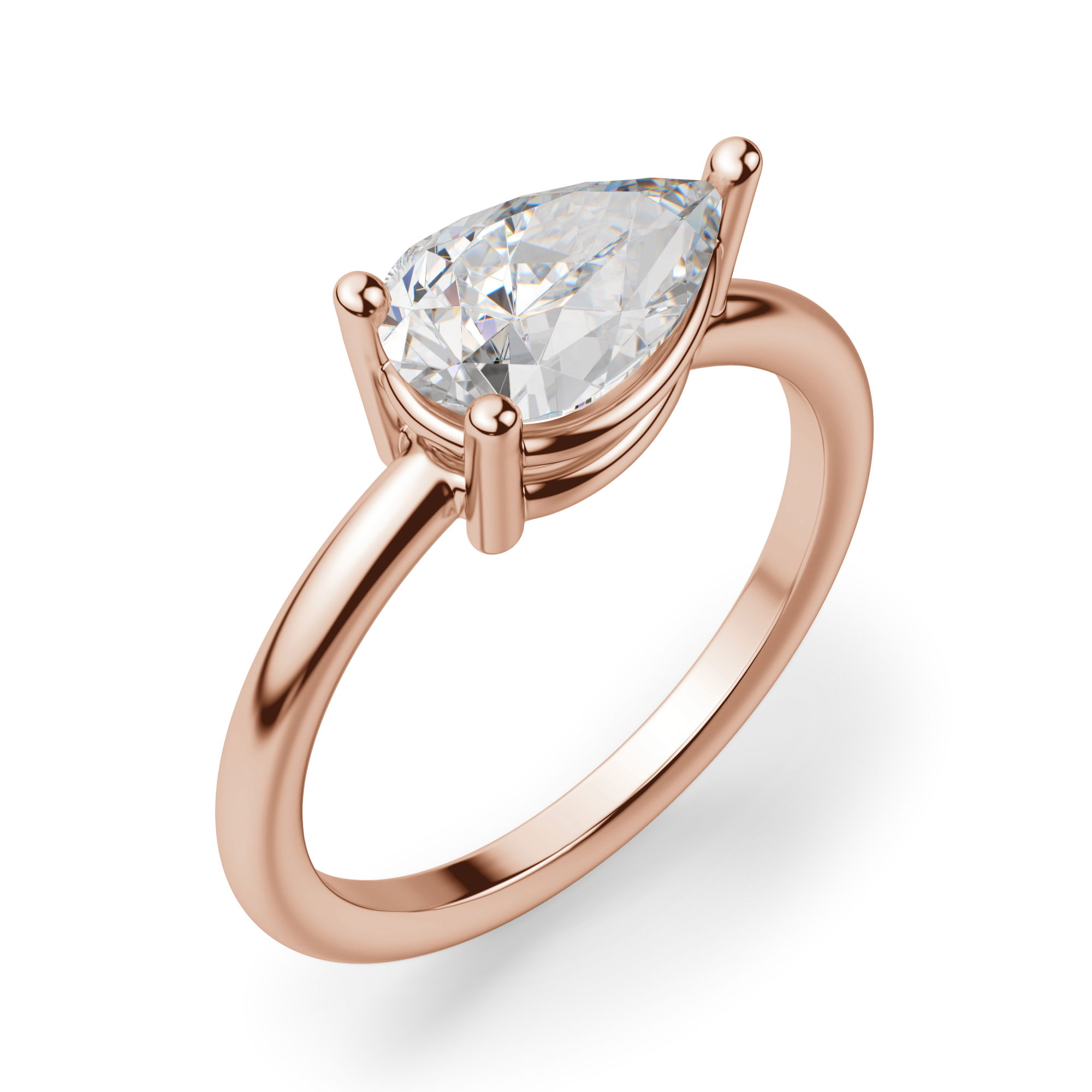 East West Classic Basket Pear Cut Engagement Ring