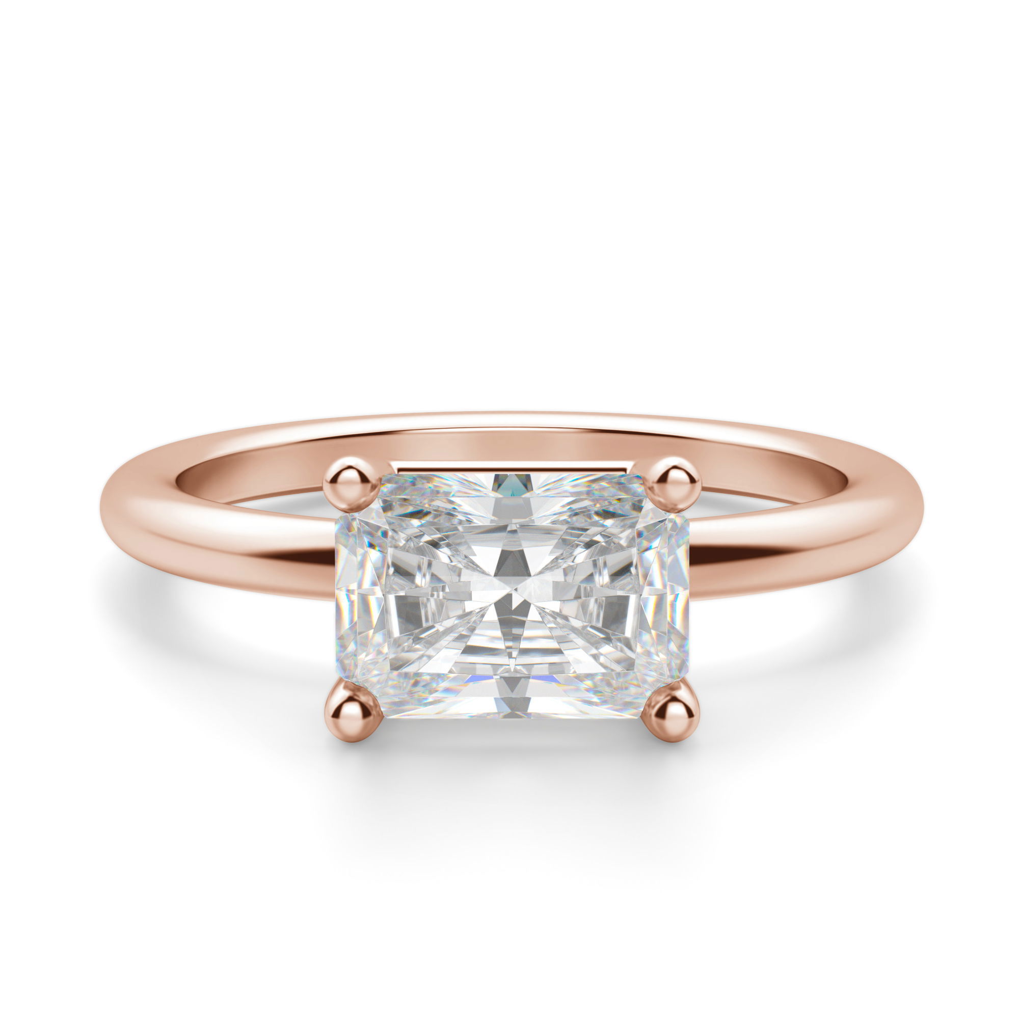 East West Classic Basket Radiant Cut Engagement Ring