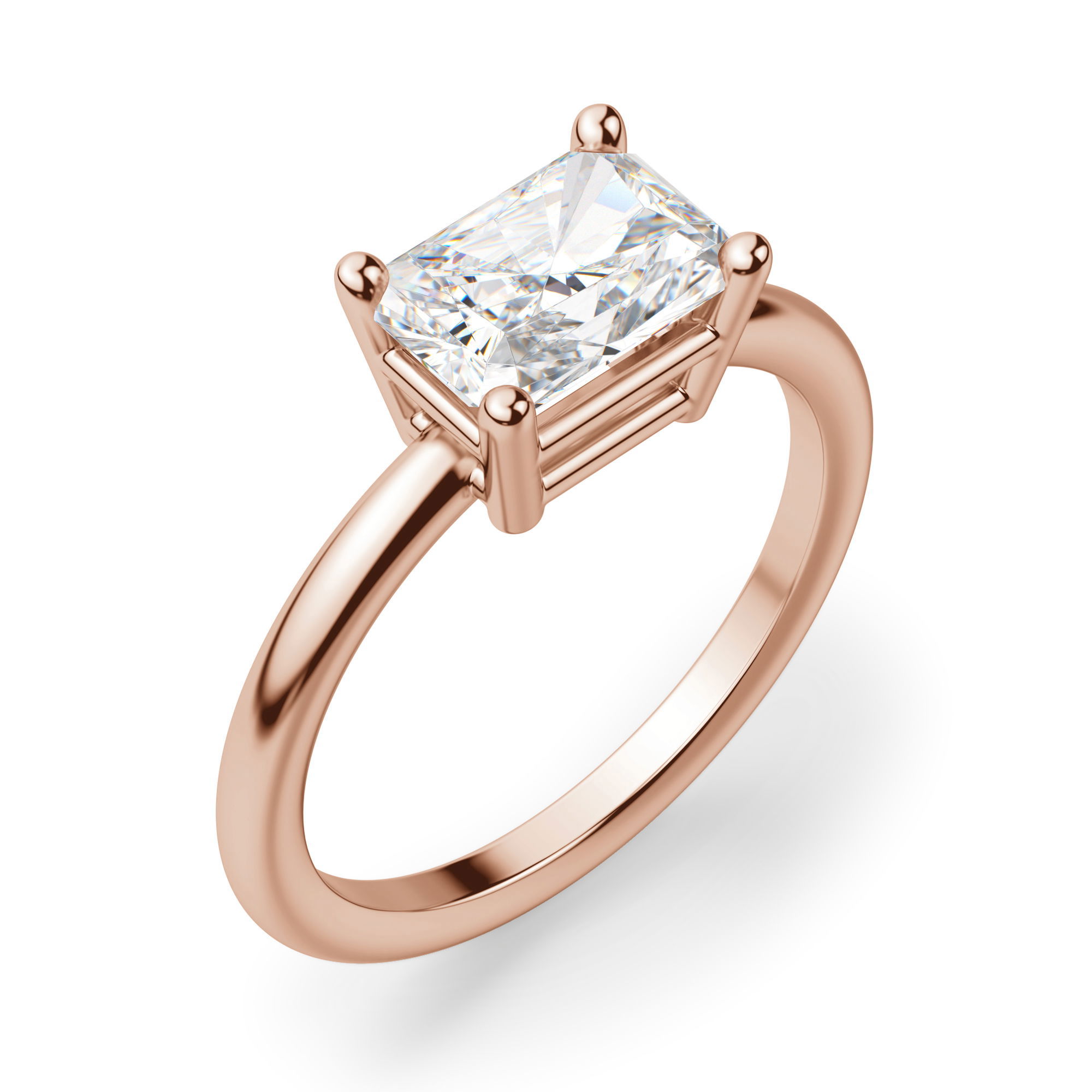 East West Classic Basket Radiant Cut Engagement Ring