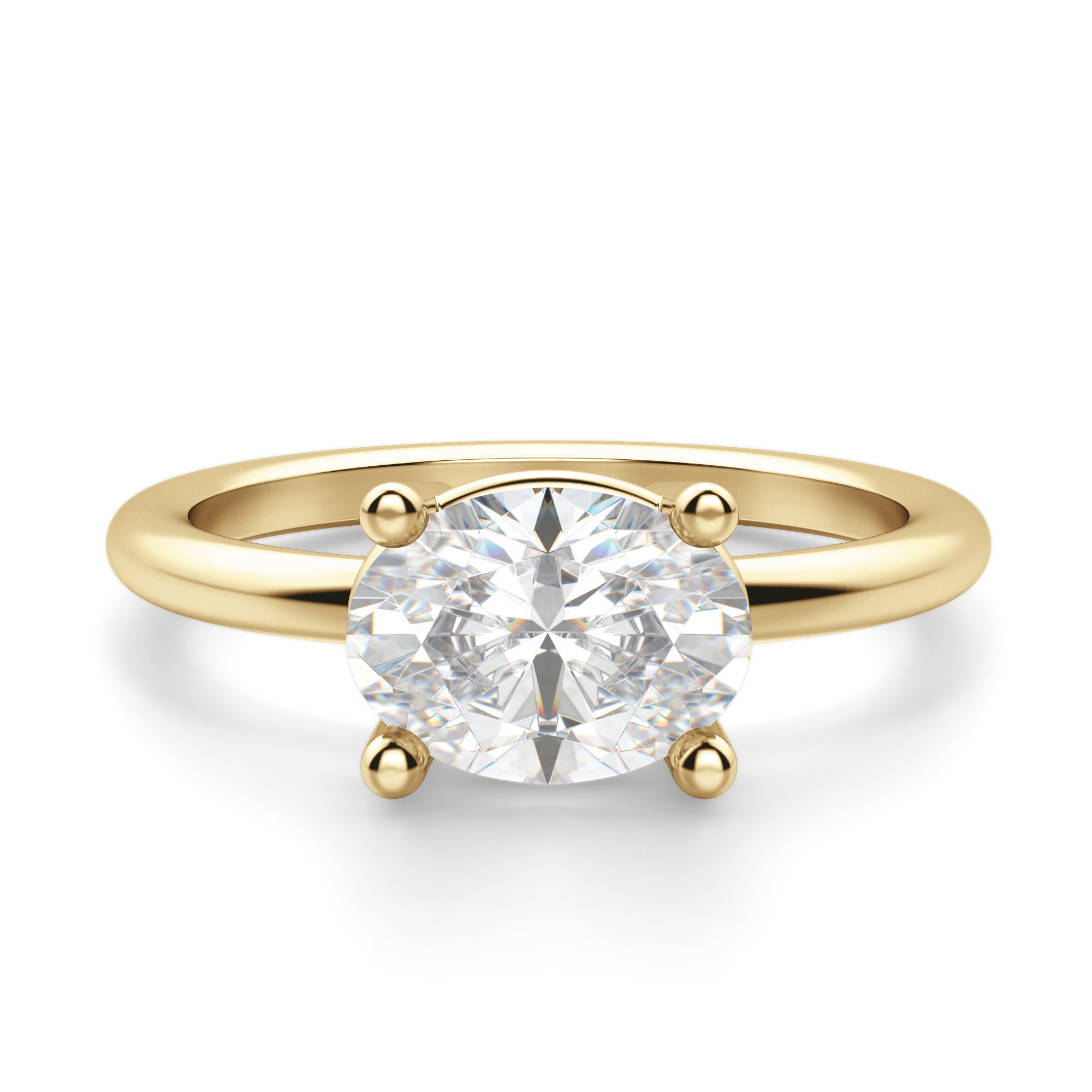 East West Classic Basket Oval Cut Engagement Ring