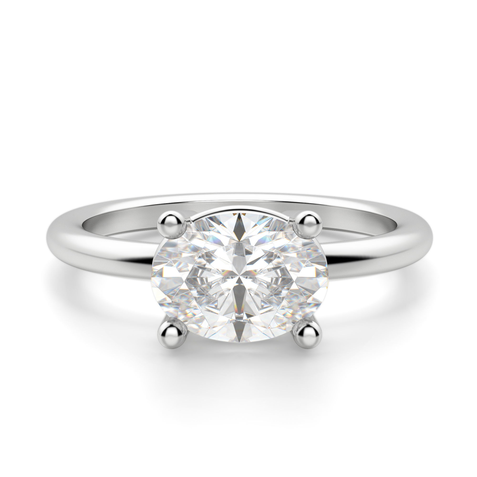 East West Classic Basket Oval Cut Engagement Ring