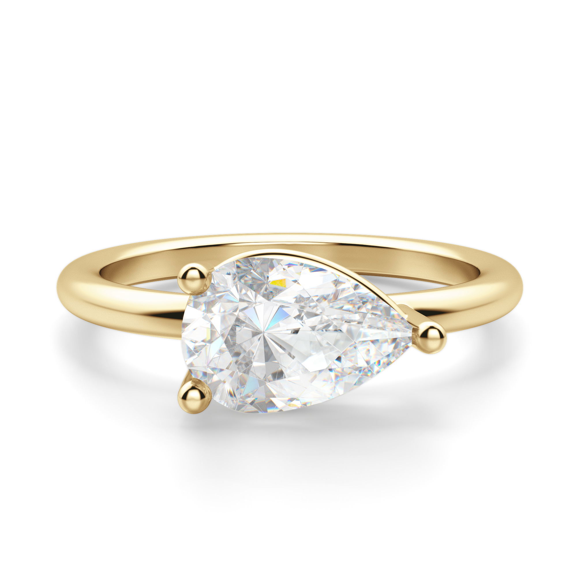 East West Classic Basket Pear Cut Engagement Ring