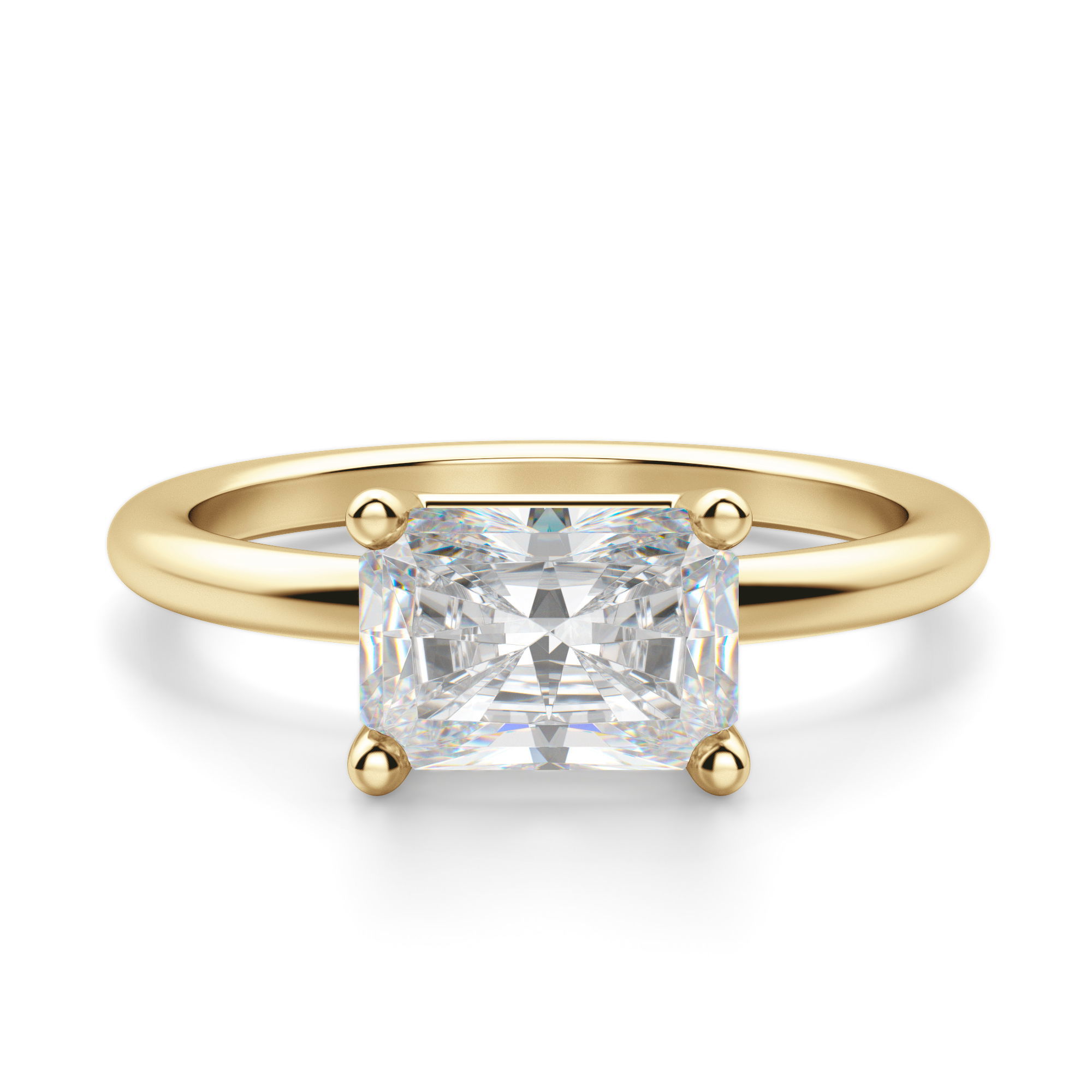 East West Classic Basket Radiant Cut Engagement Ring