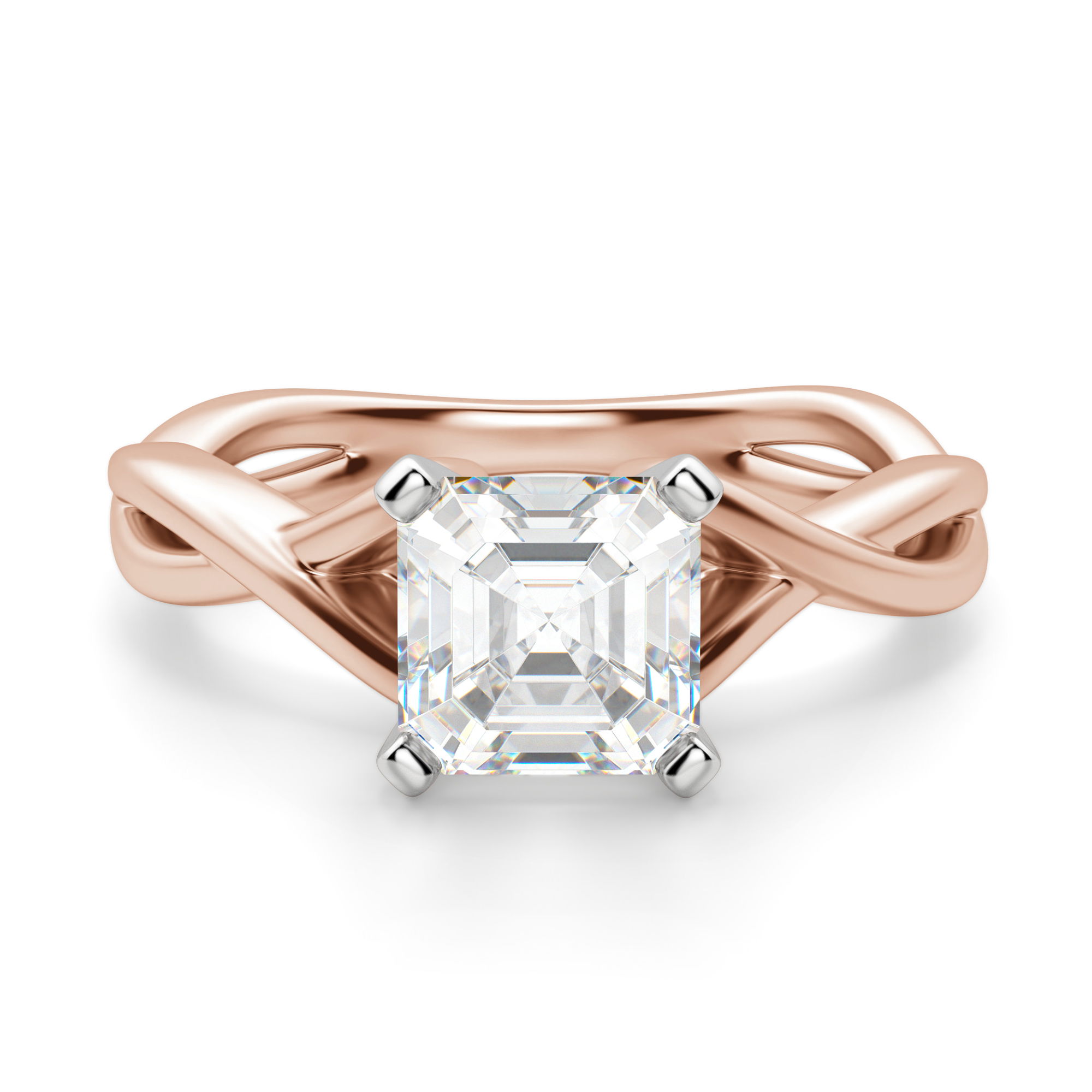 Twisted Classic Asscher Cut Engagement Ring