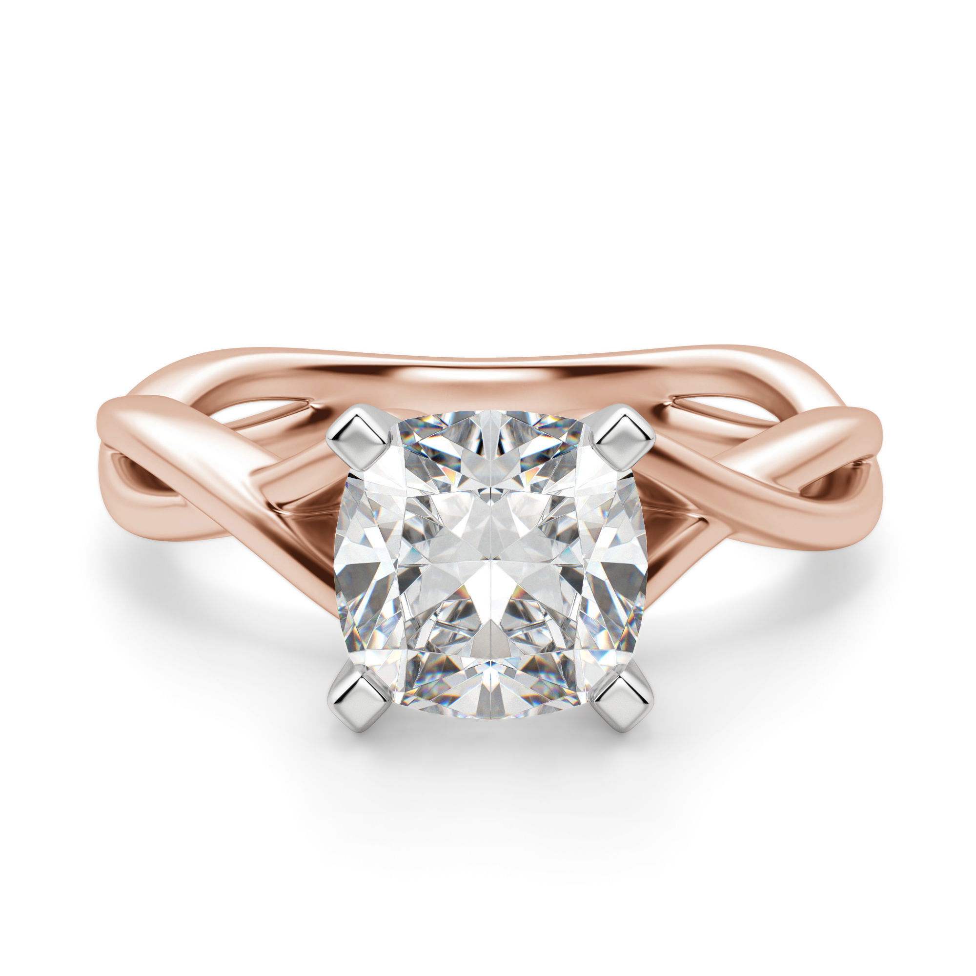 Twisted Classic Cushion Cut Engagement Ring