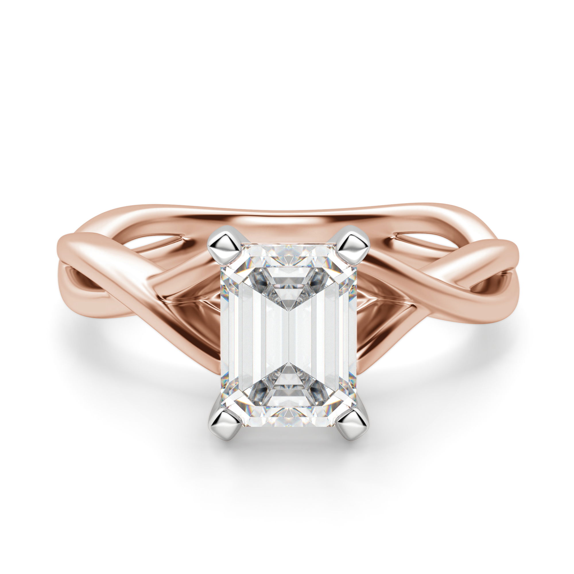 Twisted Classic Emerald Cut Engagement Ring