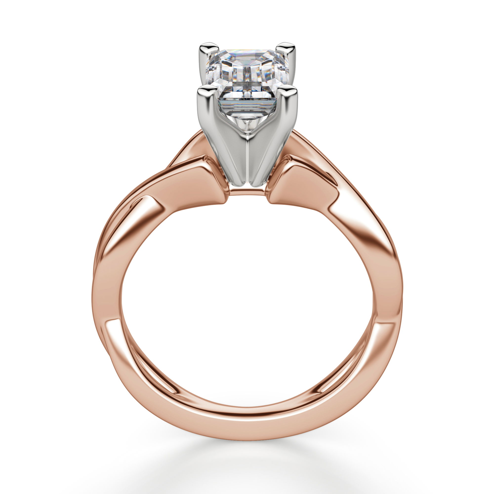Twisted Classic Emerald Cut Engagement Ring