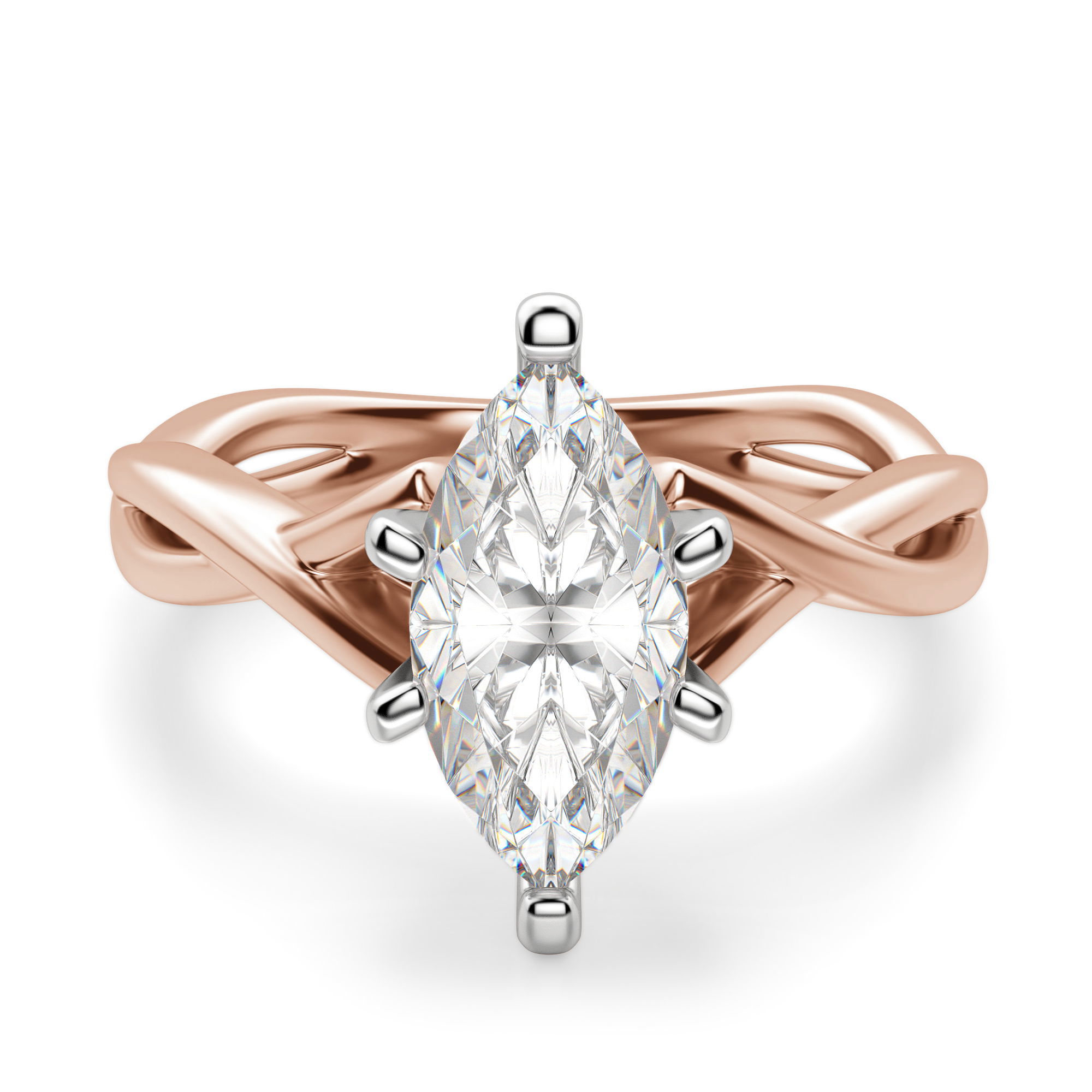 Twisted Classic Marquise Cut Engagement Ring