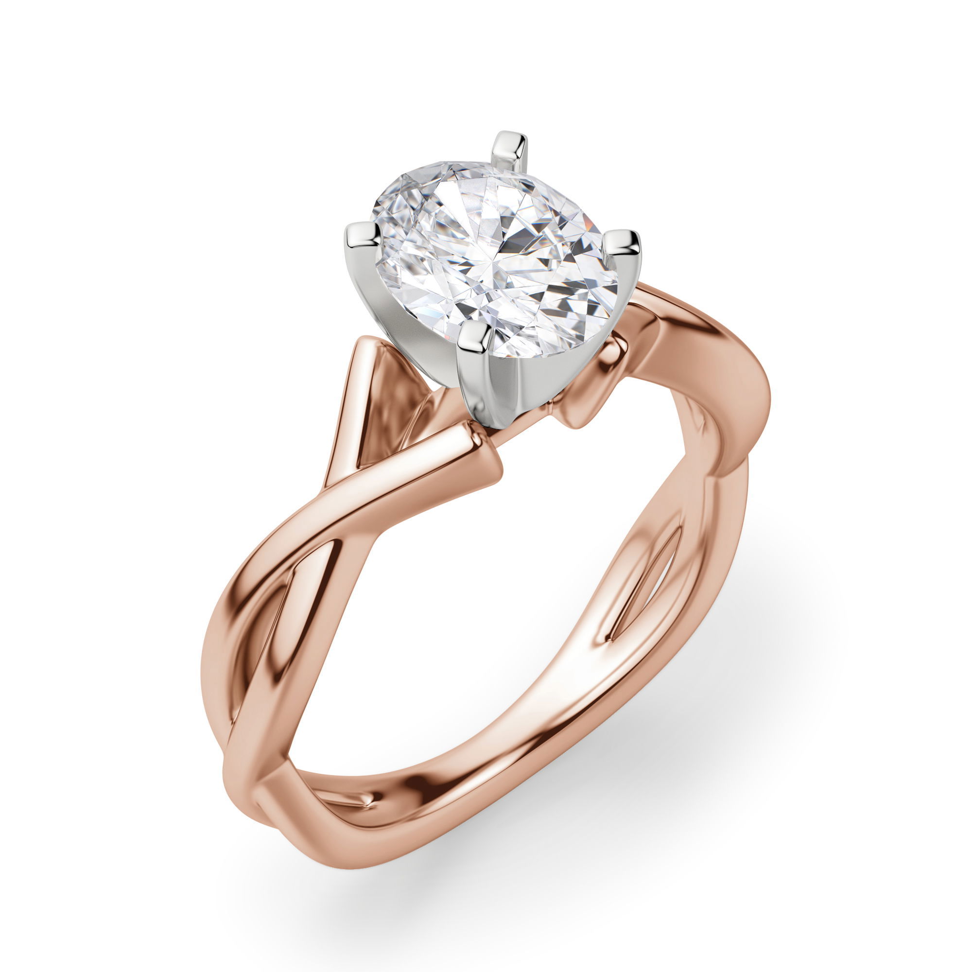 Twisted Classic Oval Cut Engagement Ring