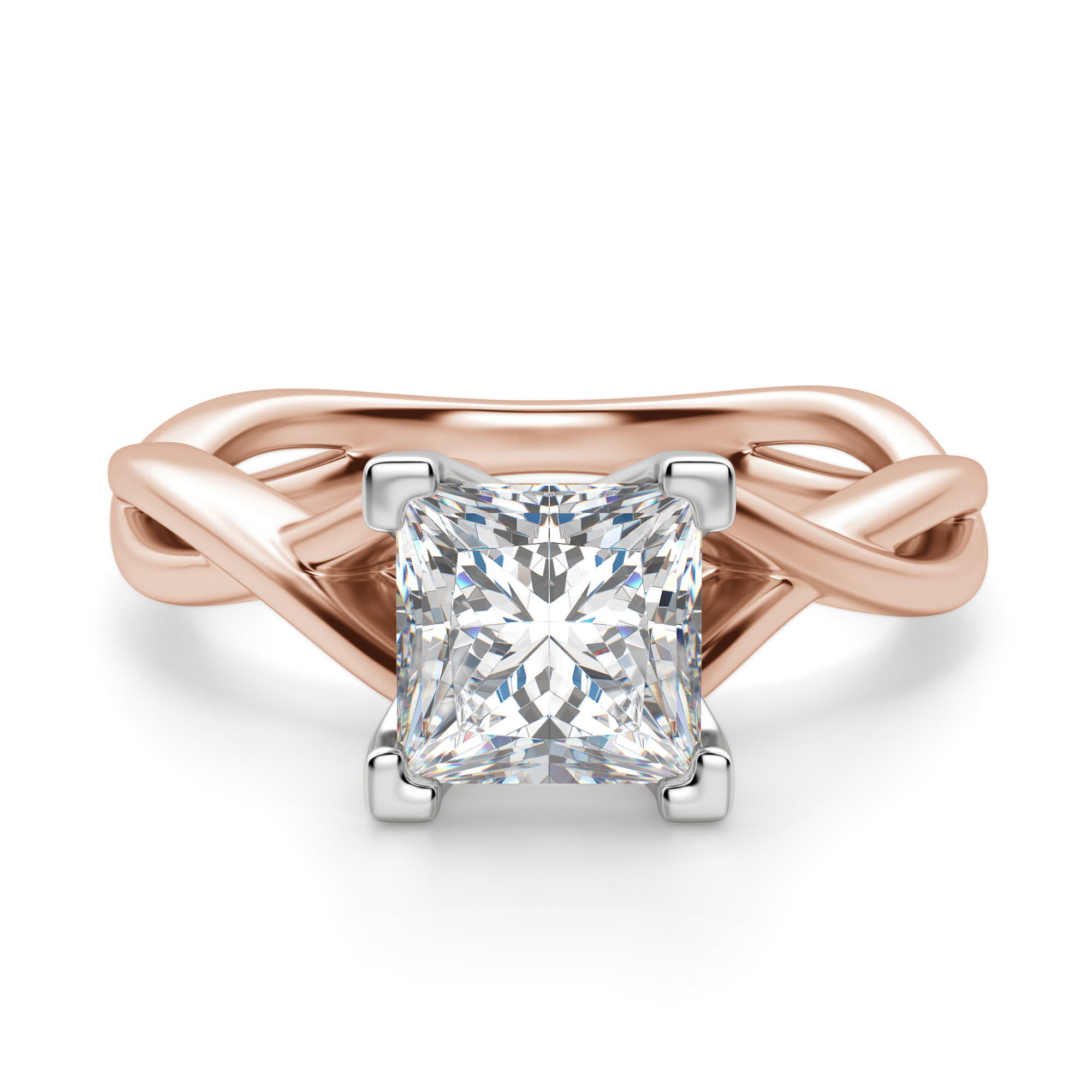 Twisted Classic Princess Cut Engagement Ring