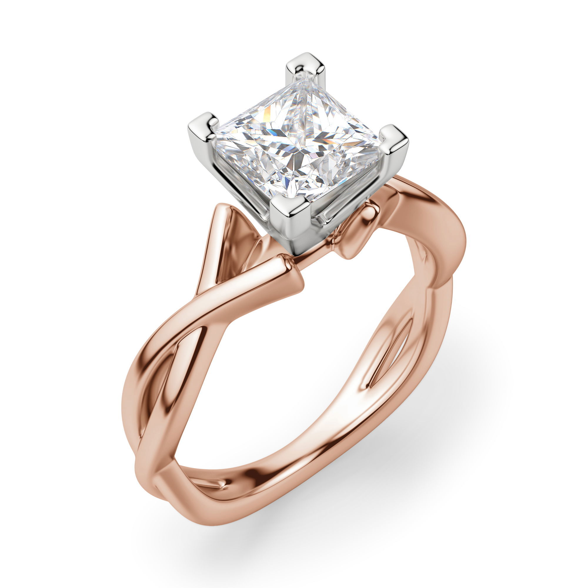 Twisted Classic Princess Cut Engagement Ring