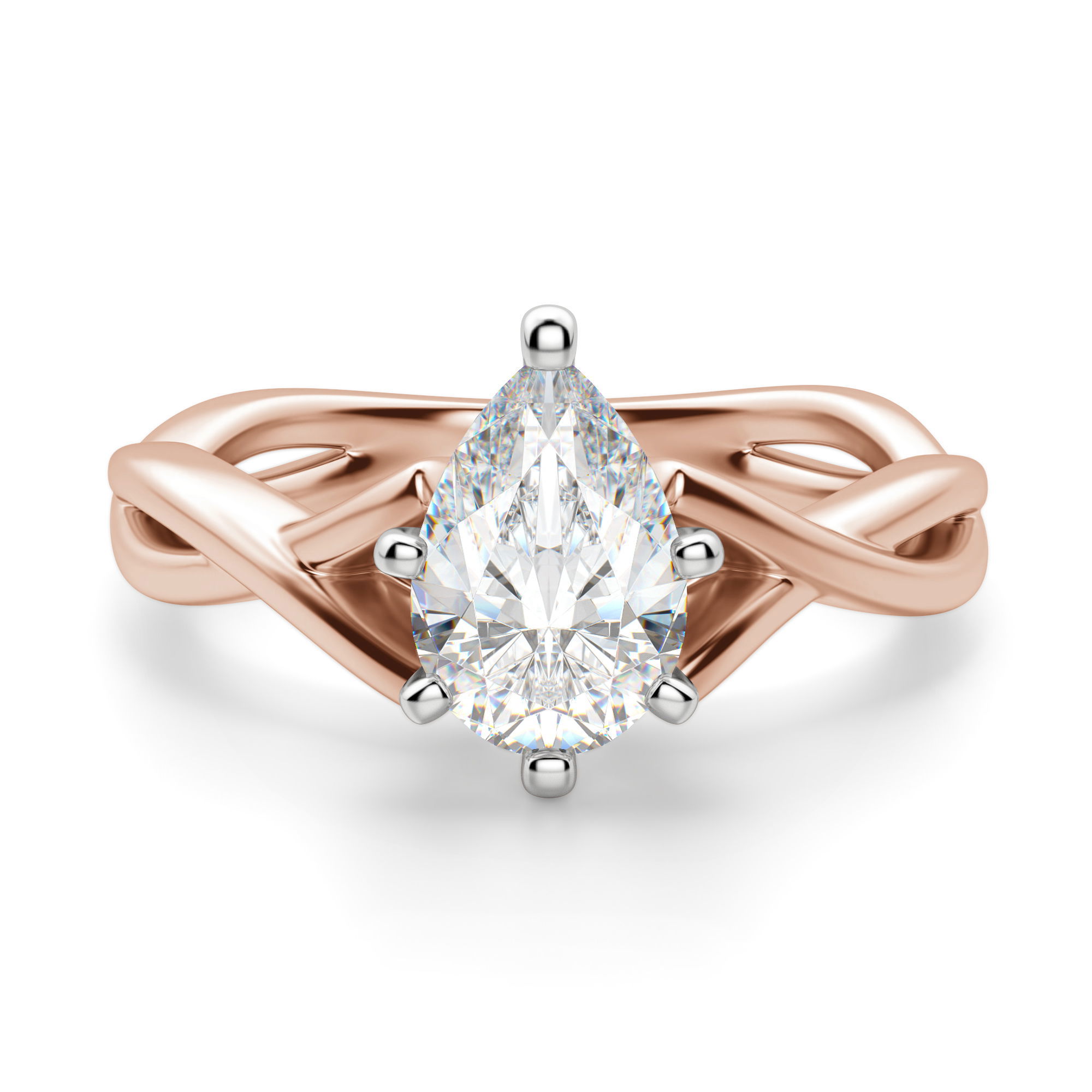 Twisted Classic Pear Cut Engagement Ring