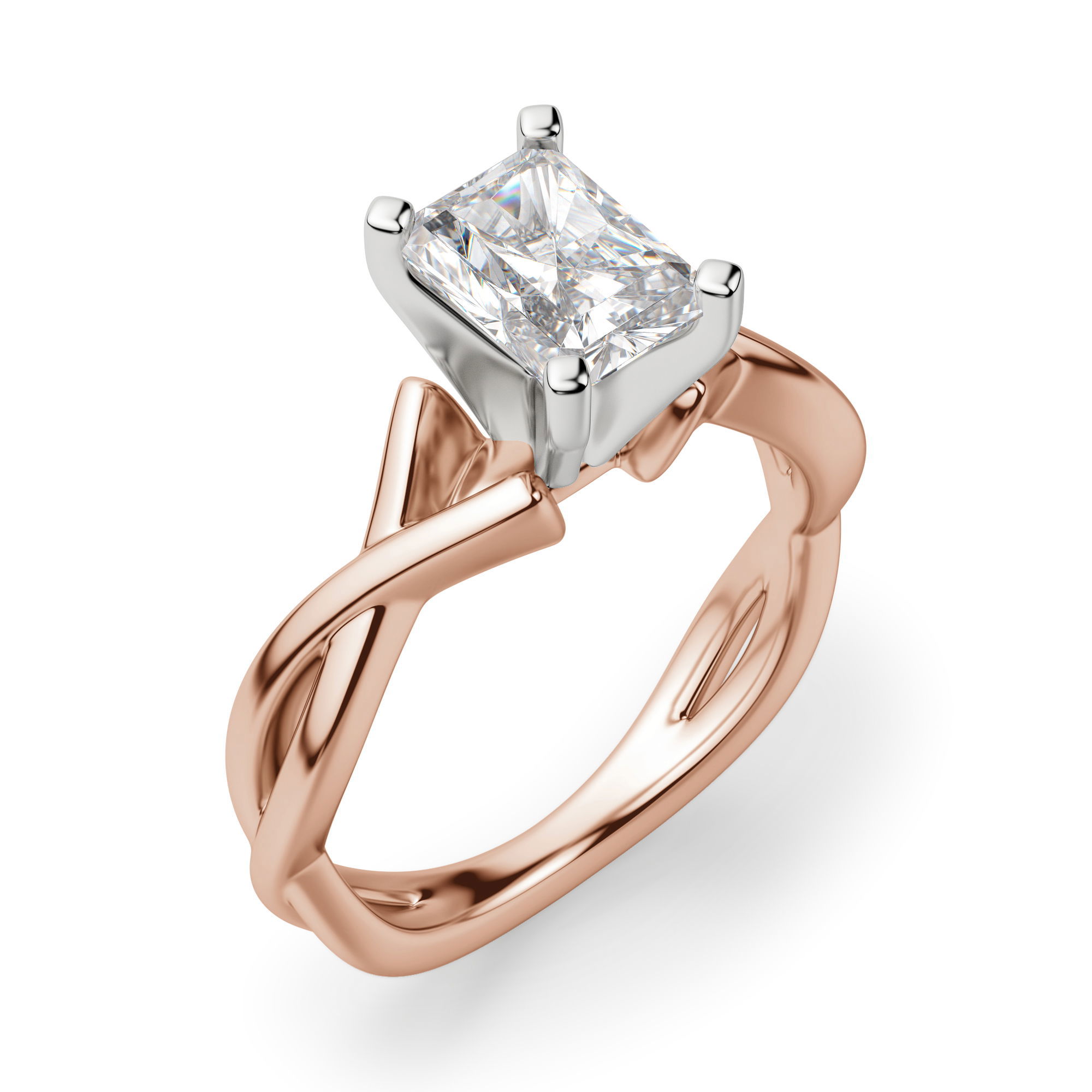 Twisted Classic Radiant Cut Engagement Ring