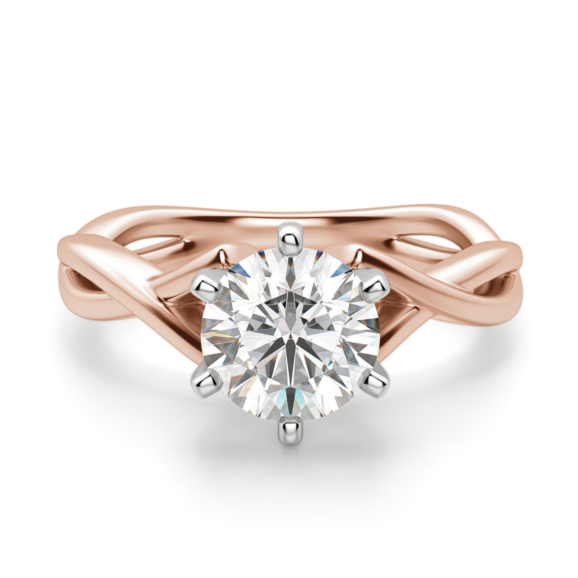Twisted Classic Round Cut Engagement Ring