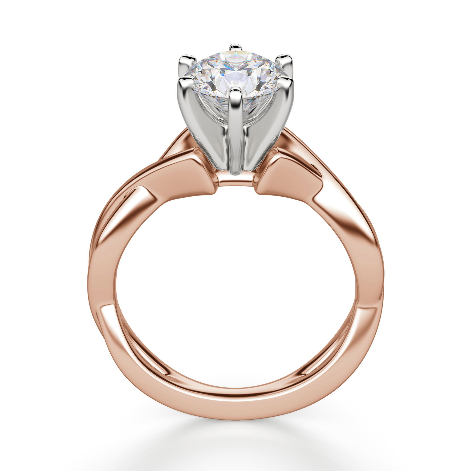 Twisted Classic Round Cut Engagement Ring