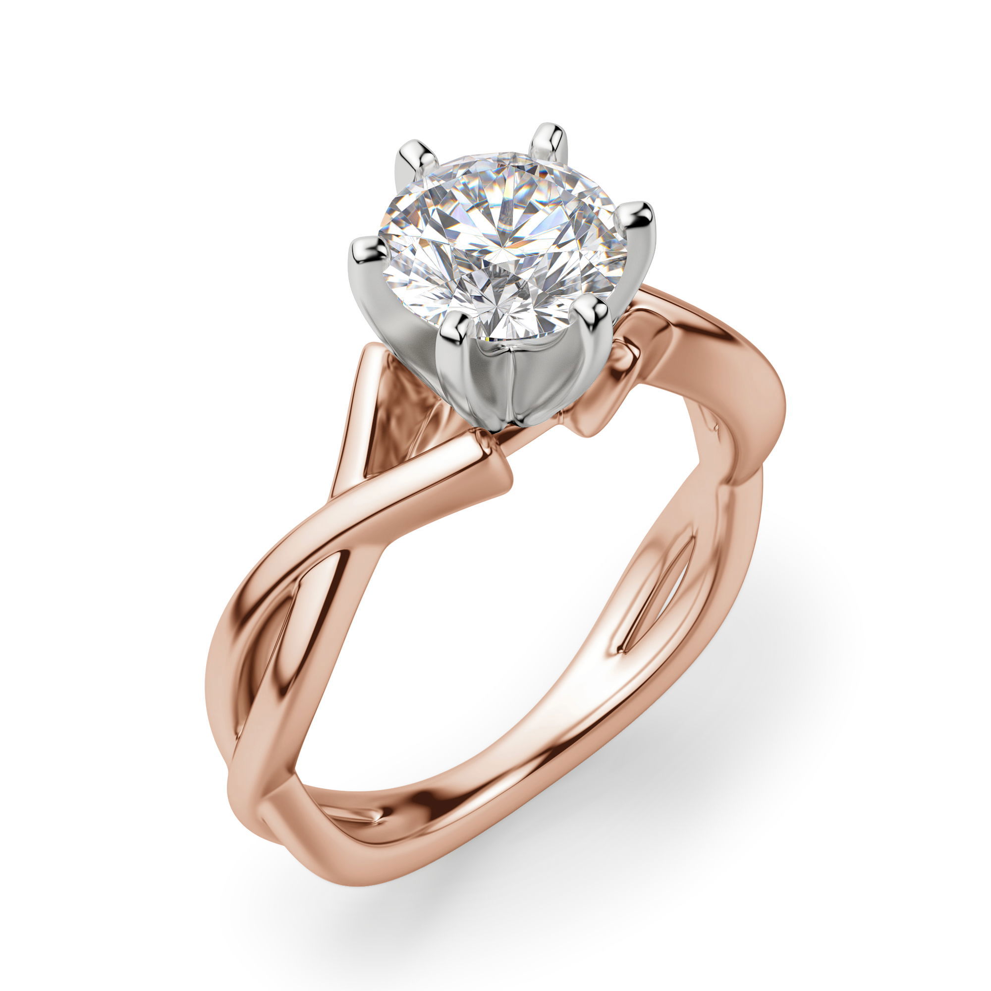 Twisted Classic Round Cut Engagement Ring