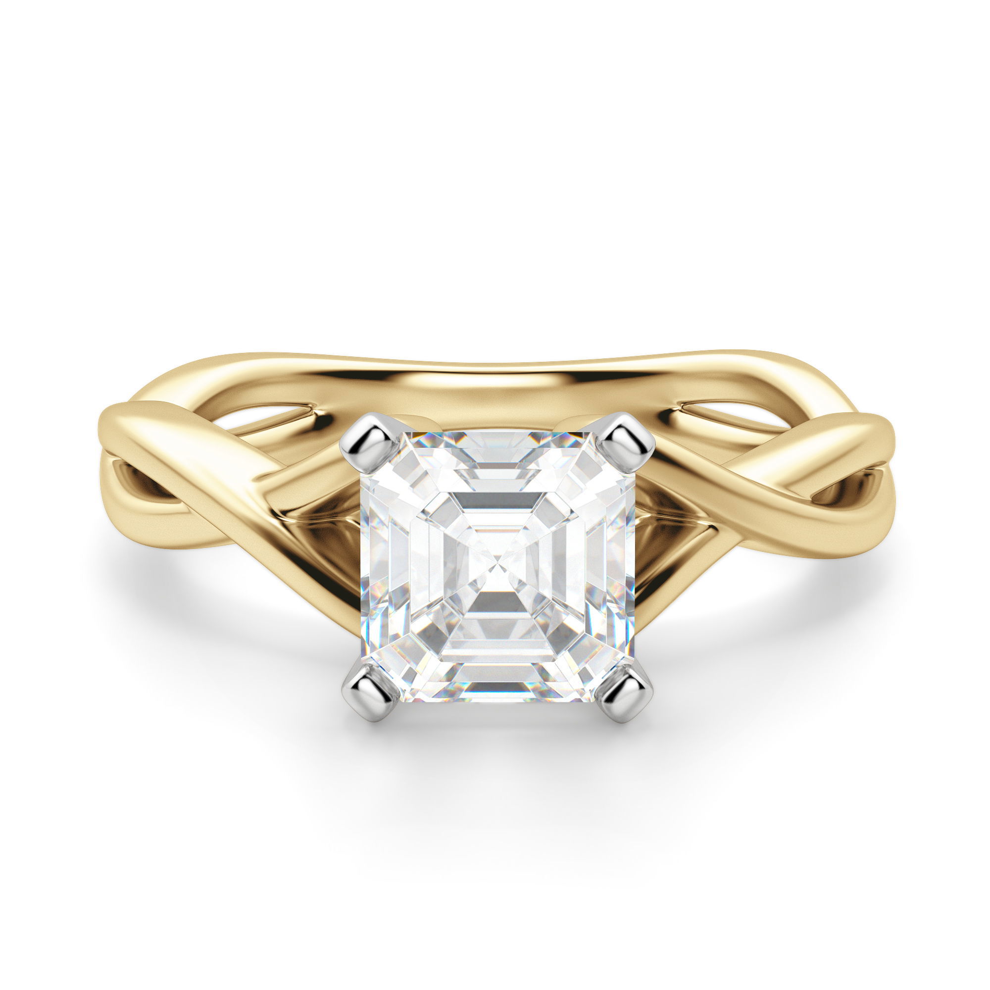 Twisted Classic Asscher Cut Engagement Ring