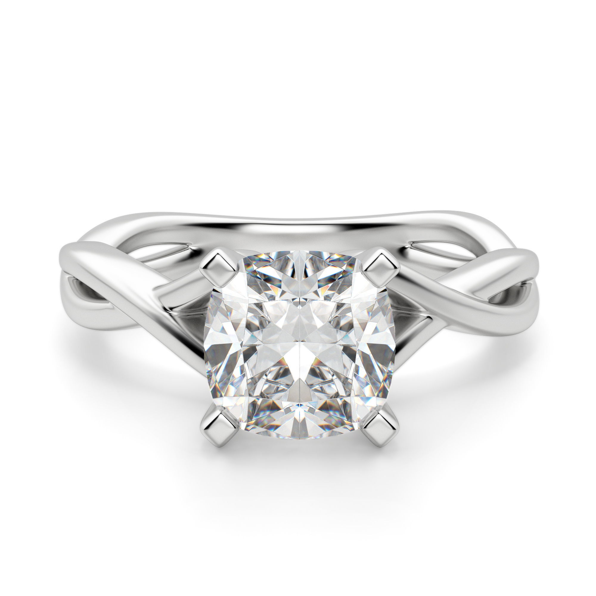 Twisted Classic Cushion Cut Engagement Ring
