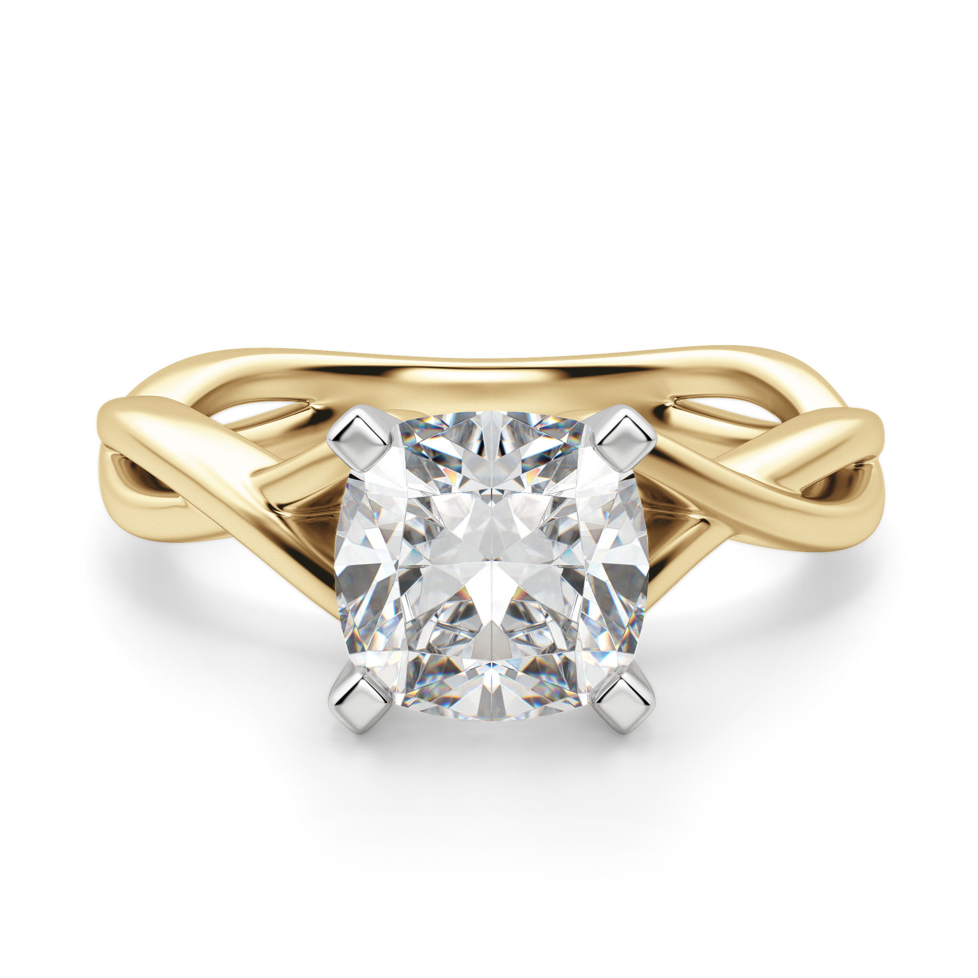 Twisted Classic Cushion Cut Engagement Ring