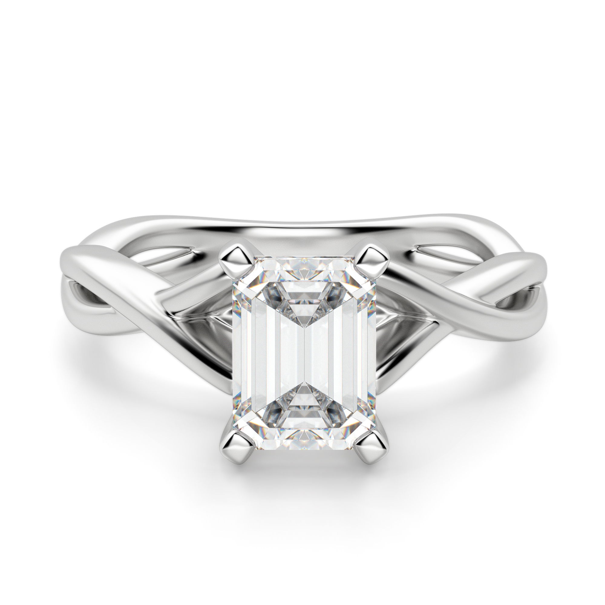 Twisted Classic Emerald Cut Engagement Ring