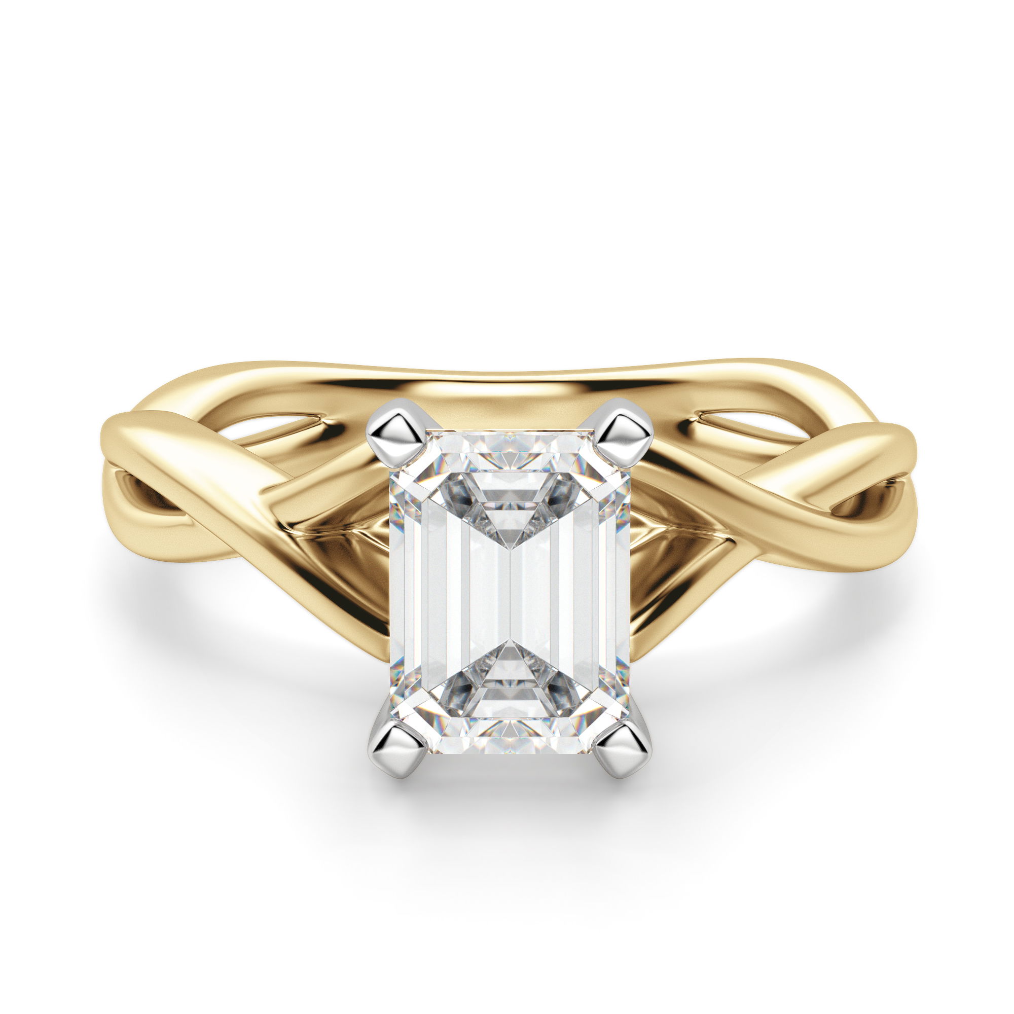 Twisted Classic Emerald Cut Engagement Ring