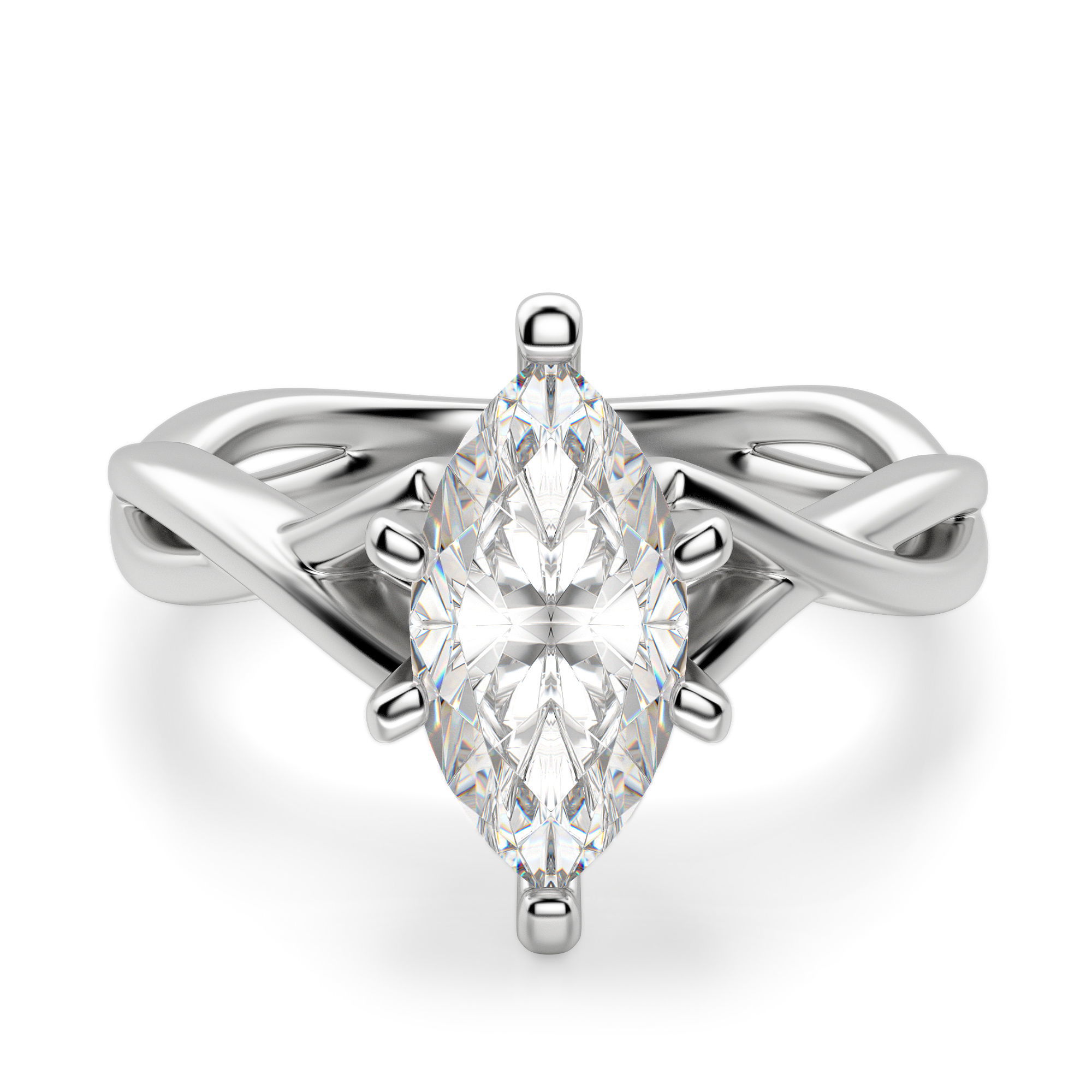 Twisted Classic Marquise Cut Engagement Ring