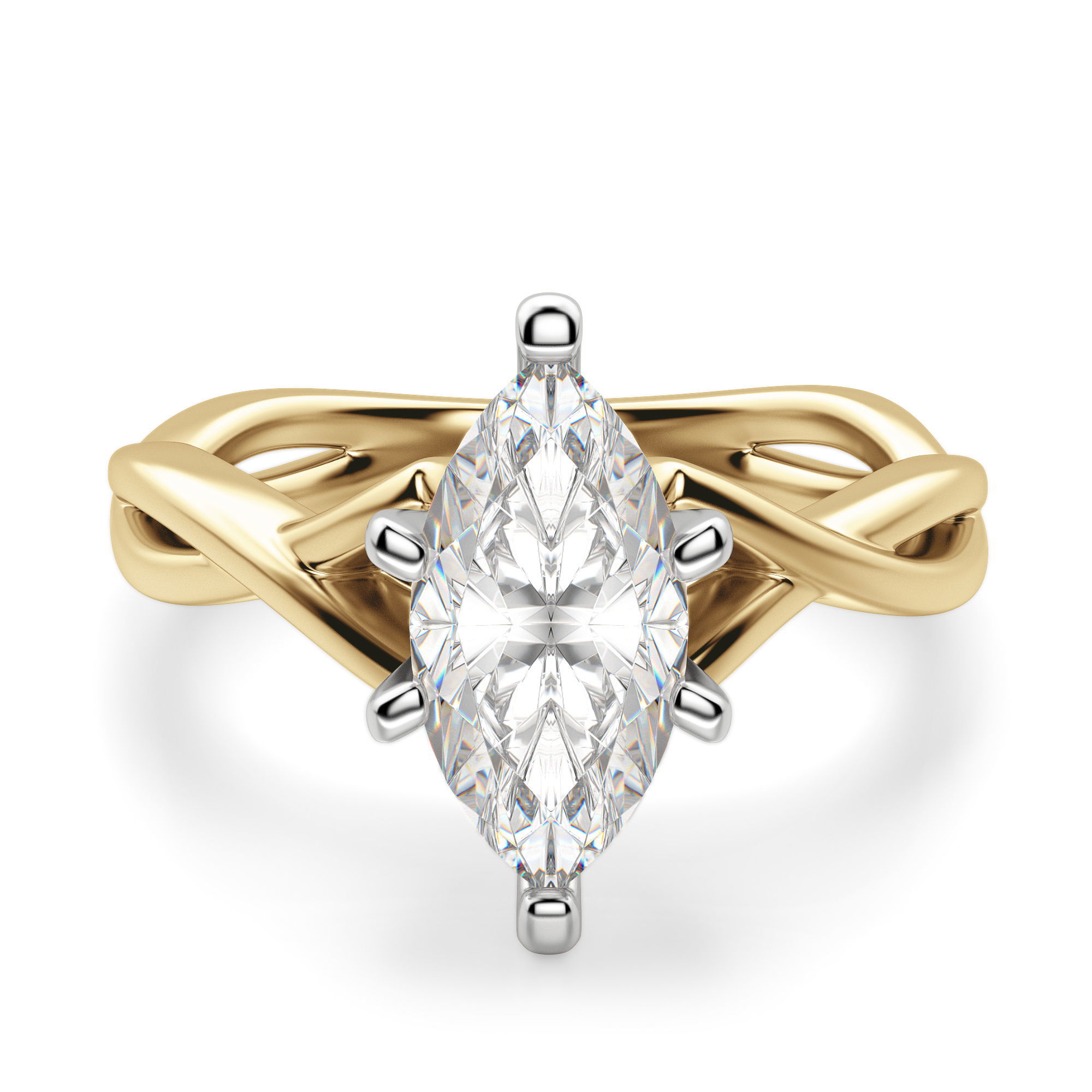 Twisted Classic Marquise Cut Engagement Ring