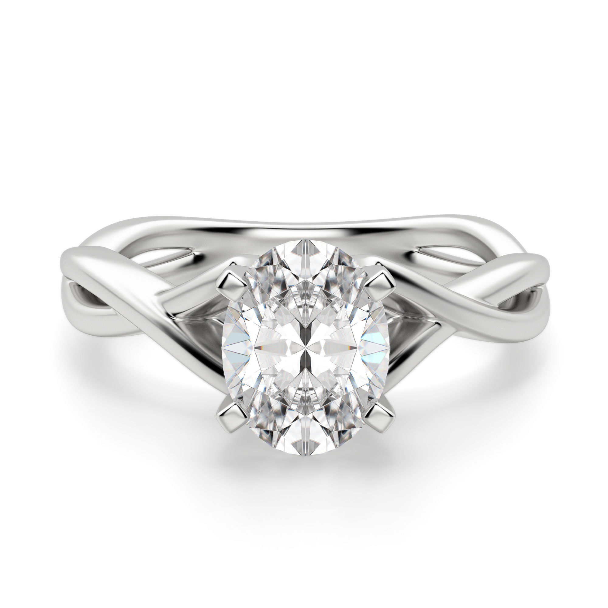 Twisted Classic Oval Cut Engagement Ring