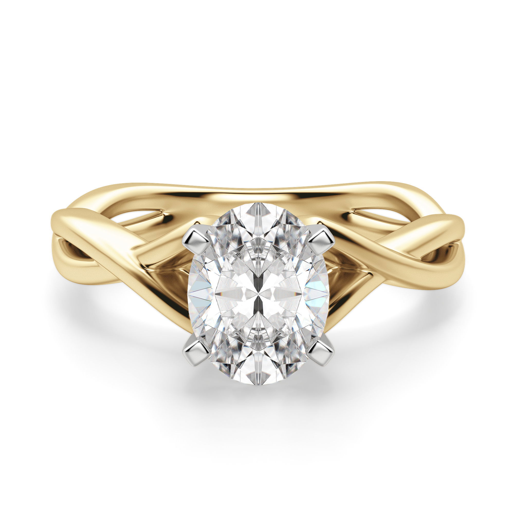 Twisted Classic Oval Cut Engagement Ring