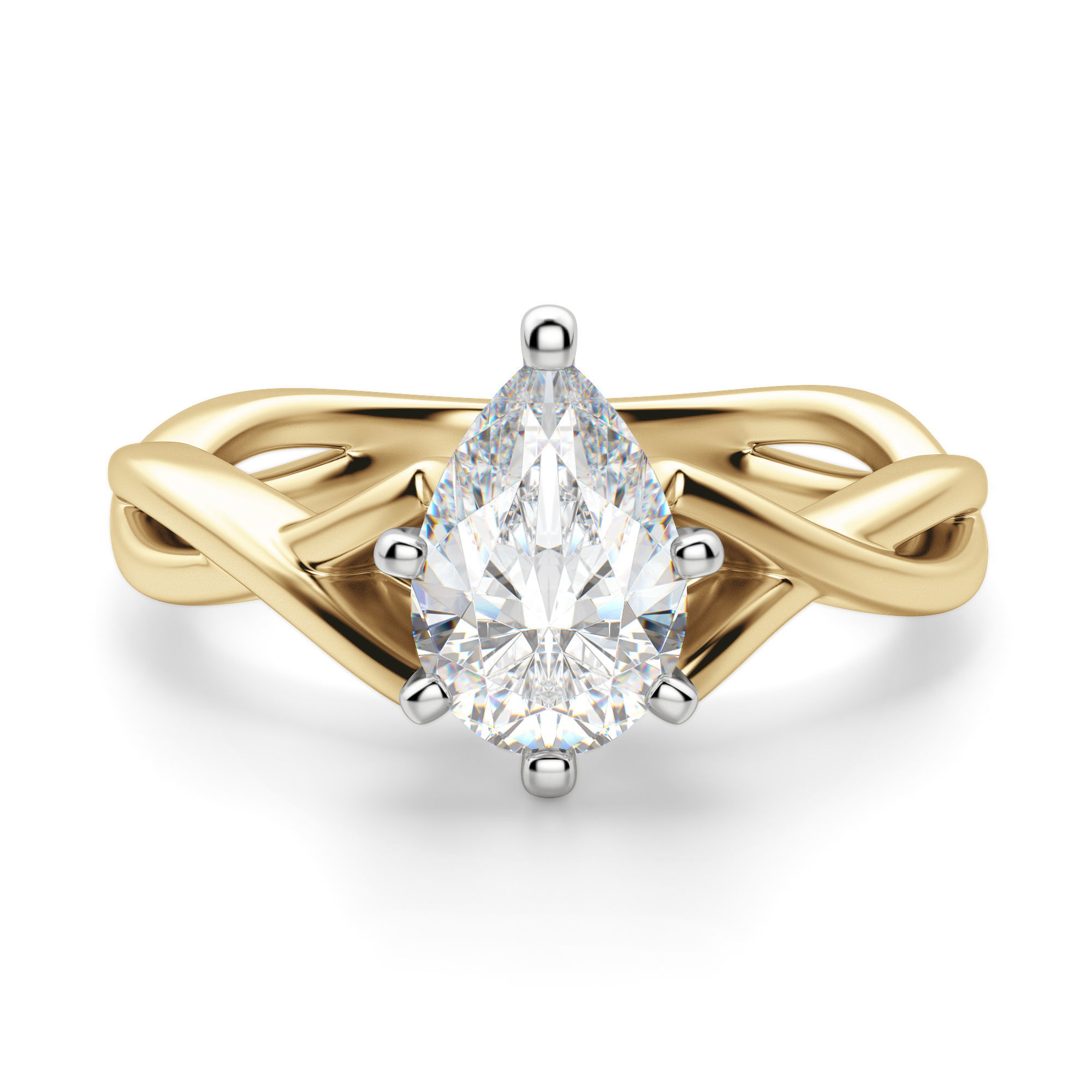 Twisted Classic Pear Cut Engagement Ring