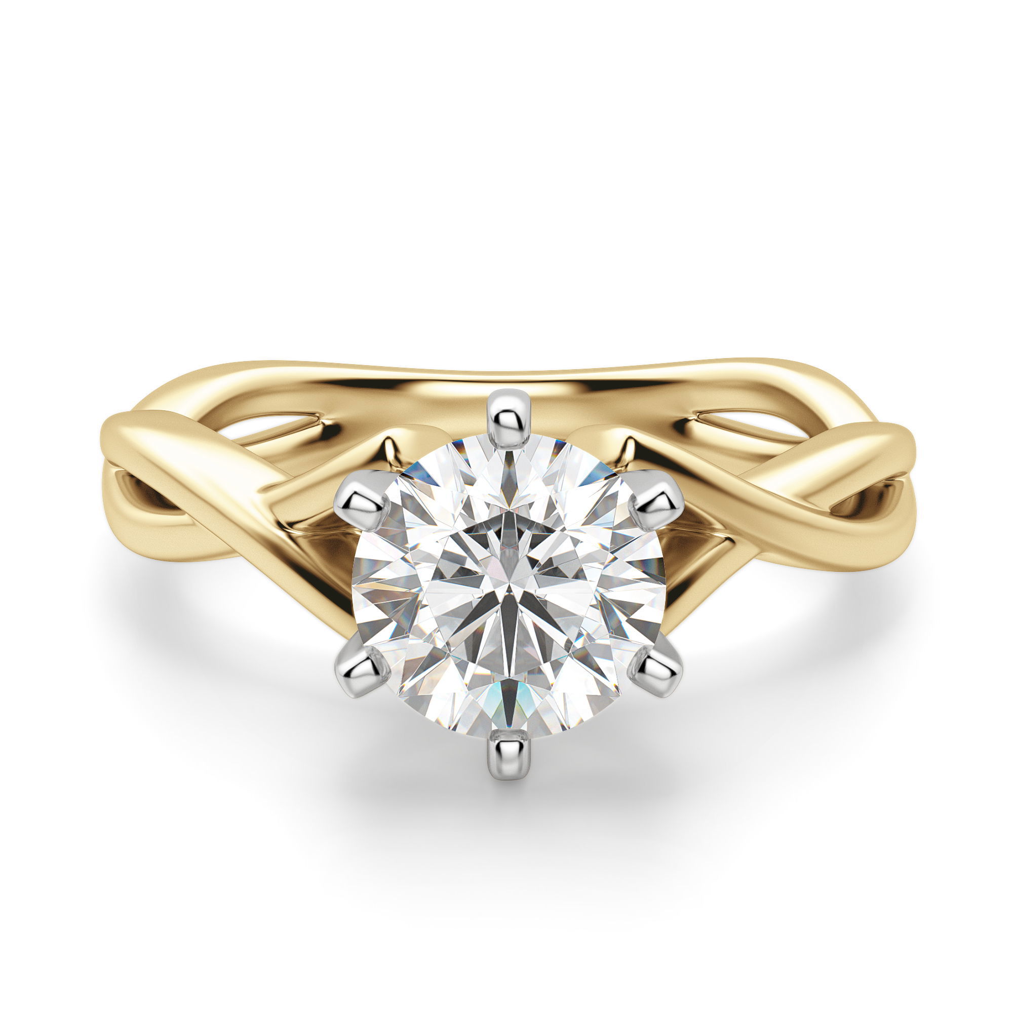 Twisted Classic Round Cut Engagement Ring