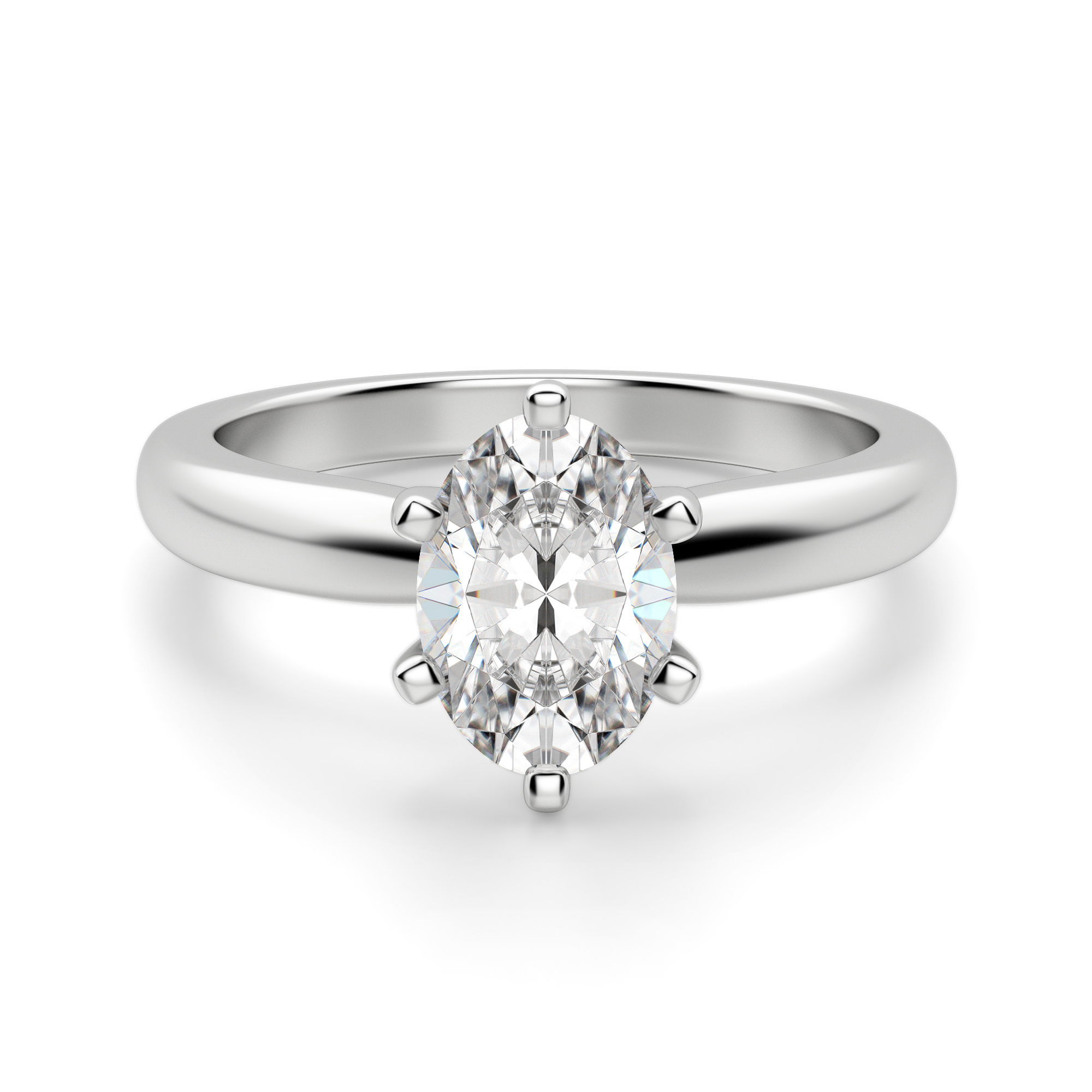 Tapered Classic 6 Prong Solitaire Oval Cut Engagement Ring