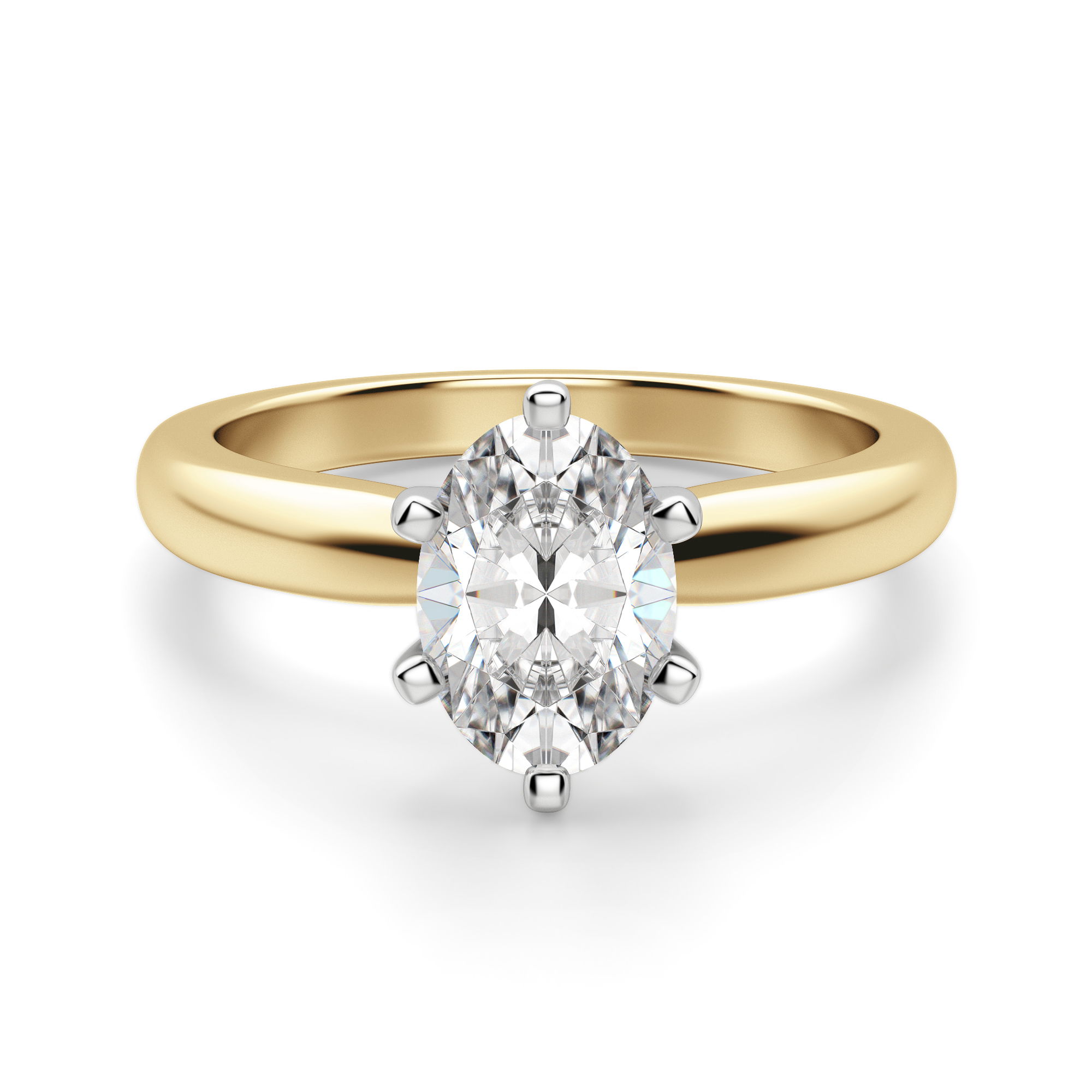 Tapered Classic 6 Prong Solitaire Oval Cut Engagement Ring